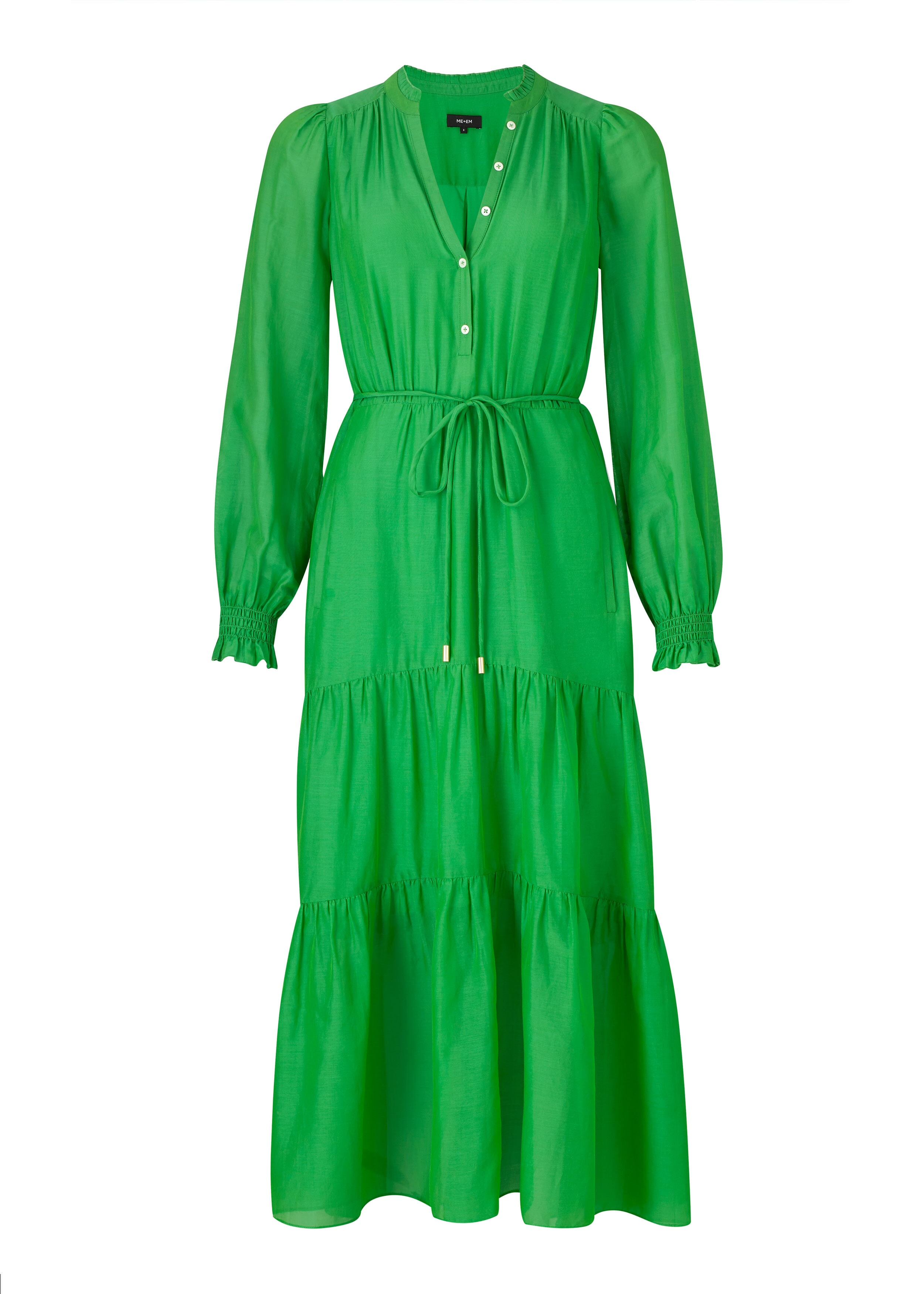 Silk Cotton Boho Maxi Dress + Belt Island Green