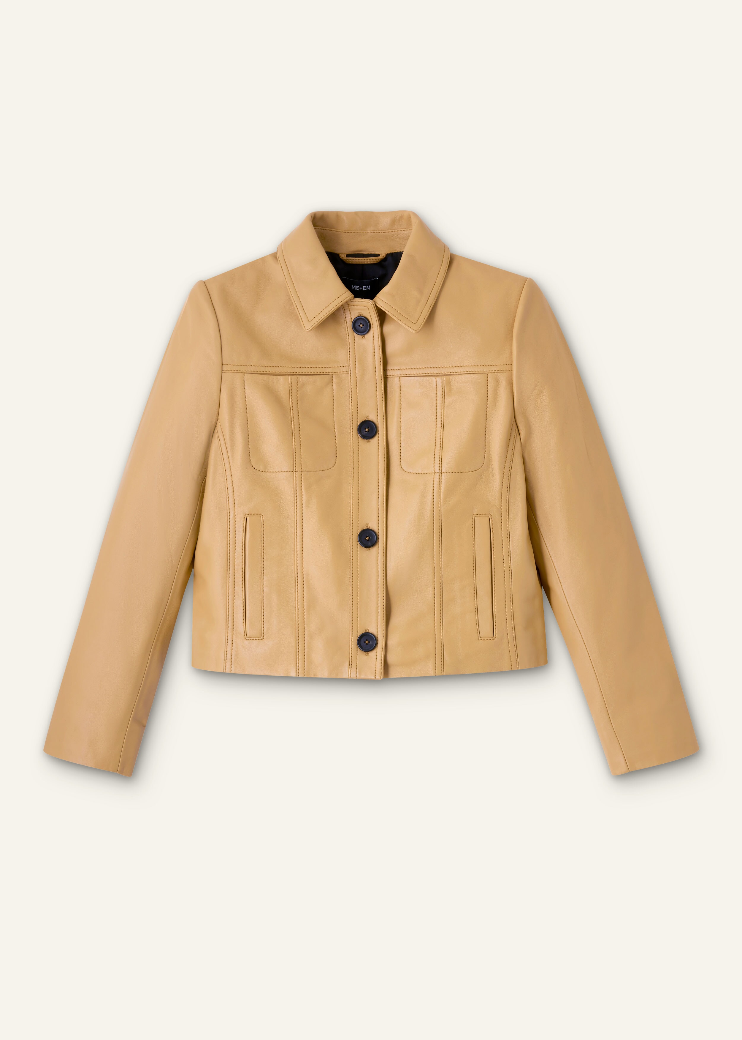 Leather Crop Jacket Ochre