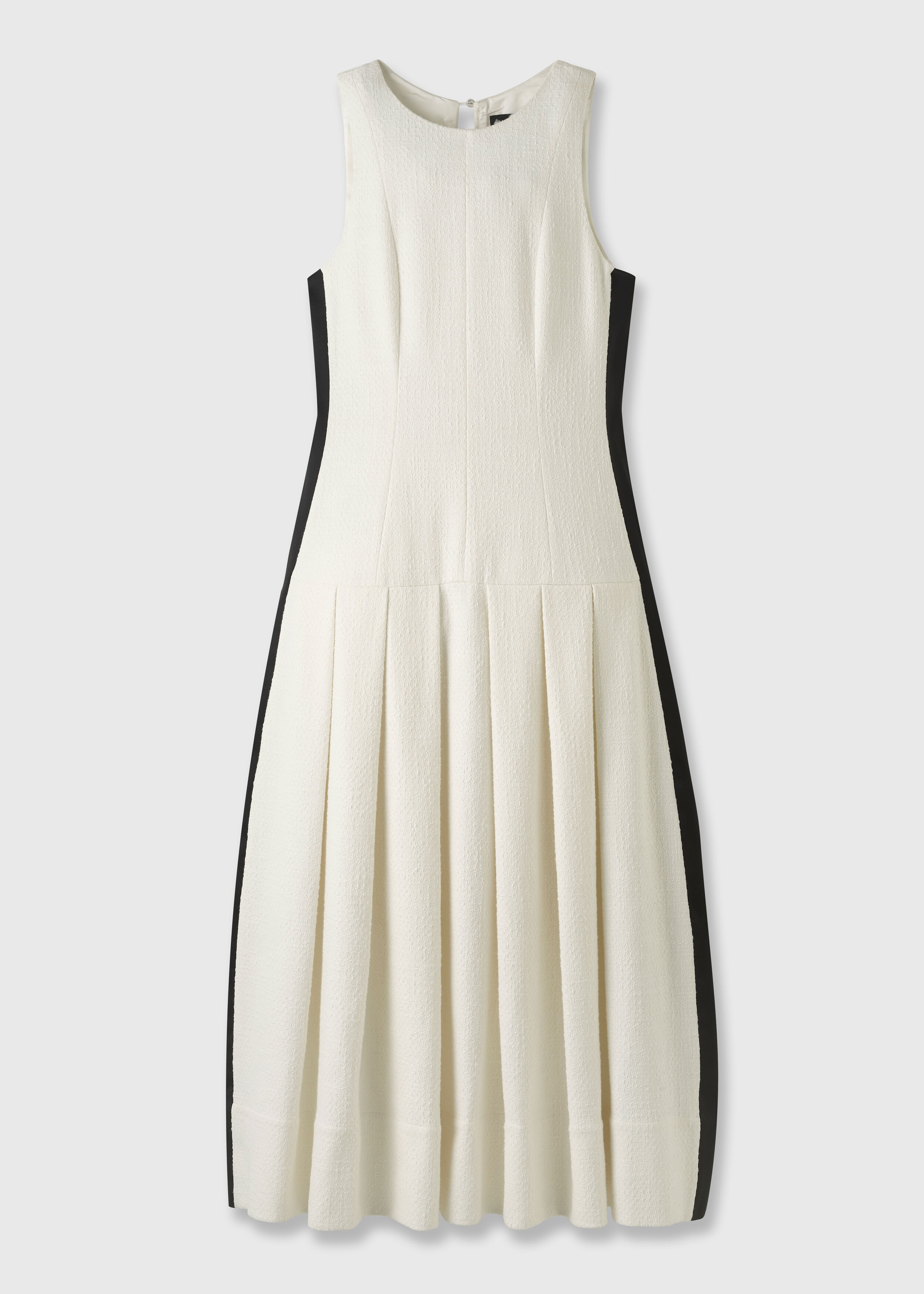 Bouclé Graphic Midi Dress + Belt Off White/Black