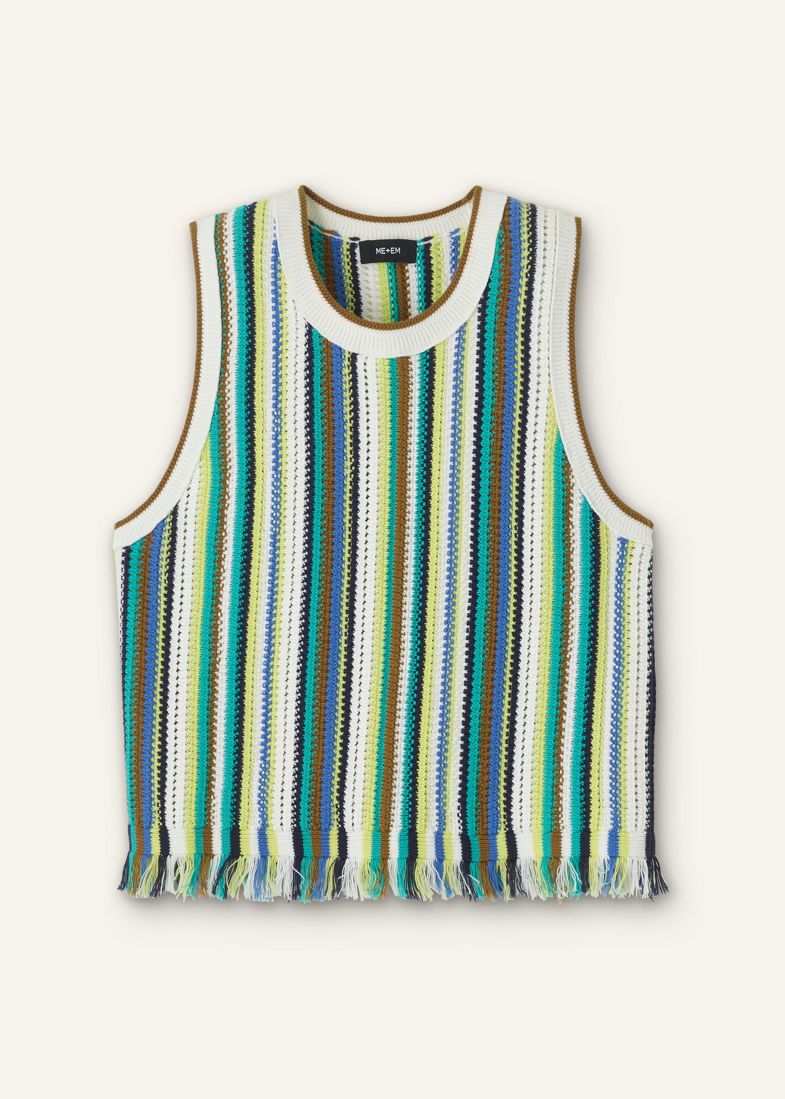 Textured Stripe Relaxed Sweater Vest Lime/Sorbet/Multi