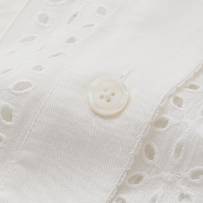 Cotton Voile Broderie Crop Shirt Soft White