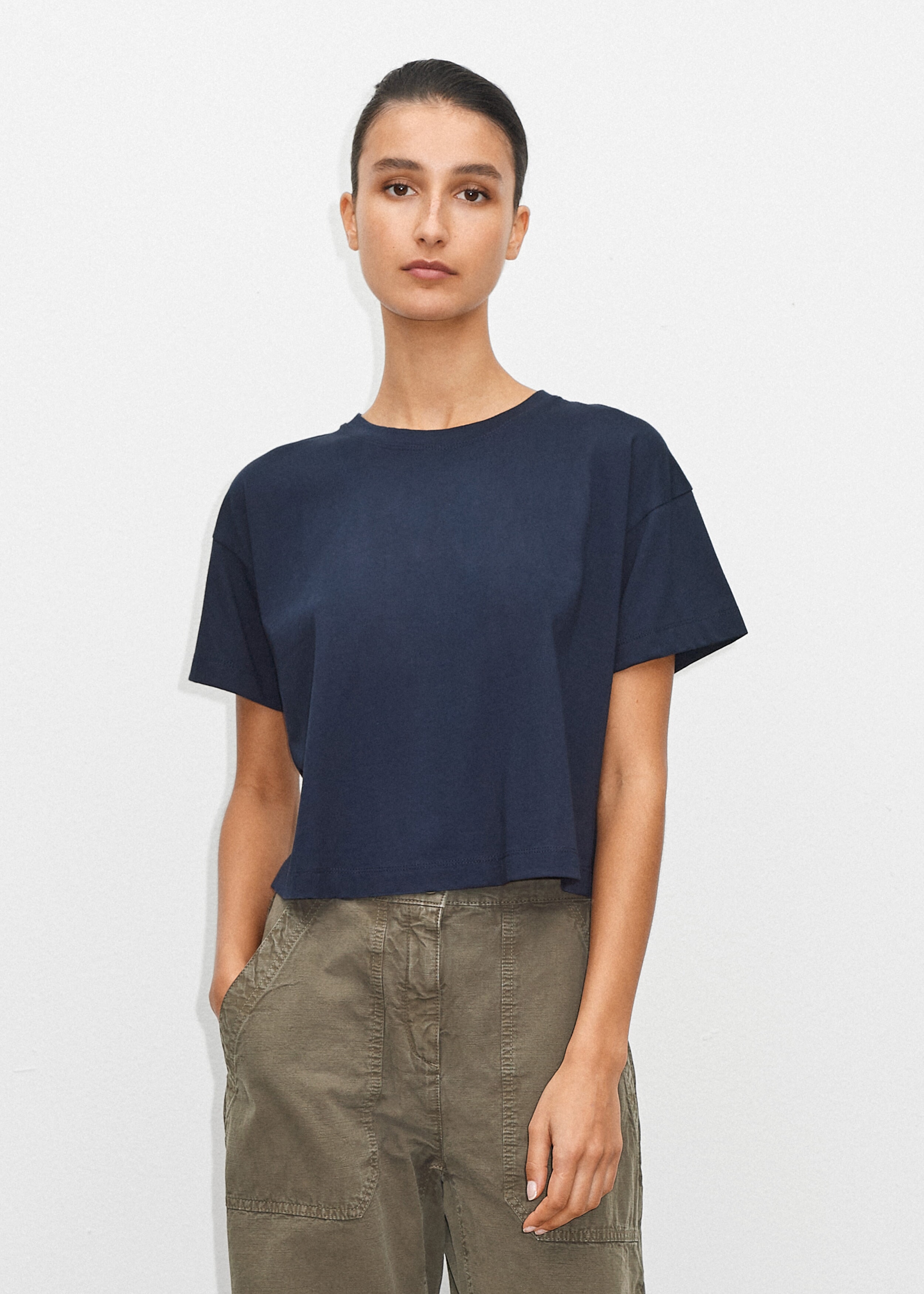 Forever Cropped Box Tee Navy
