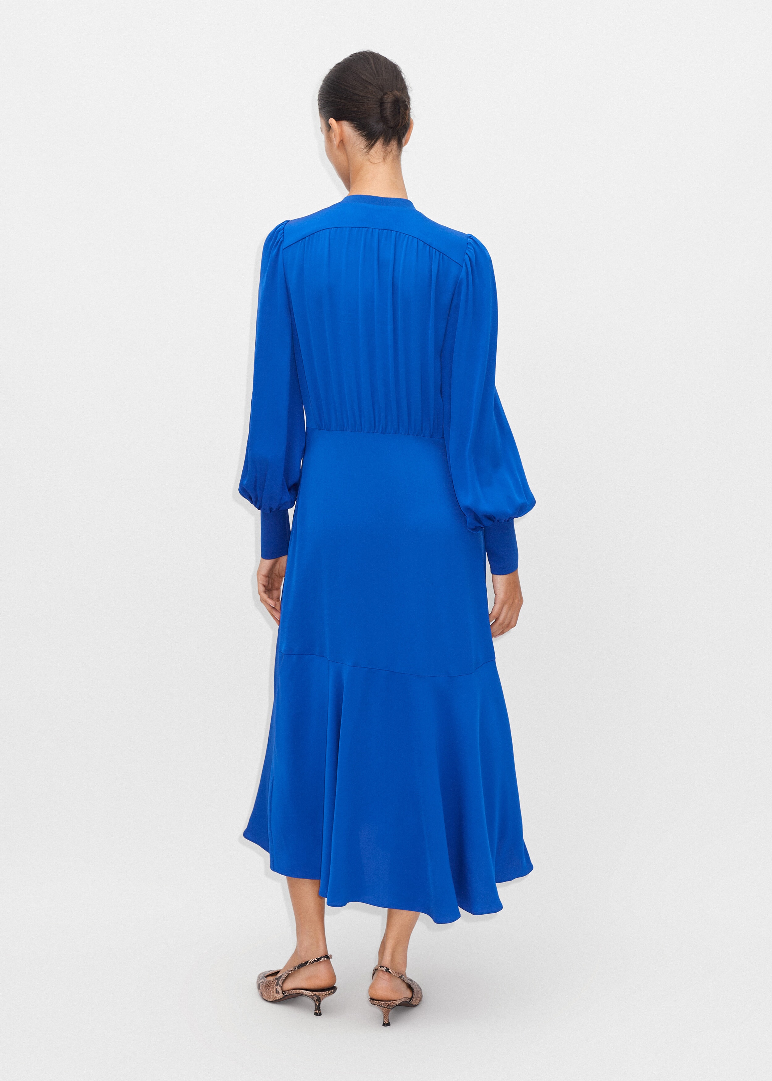Elegant Panelled Midi Dress Electric Blue