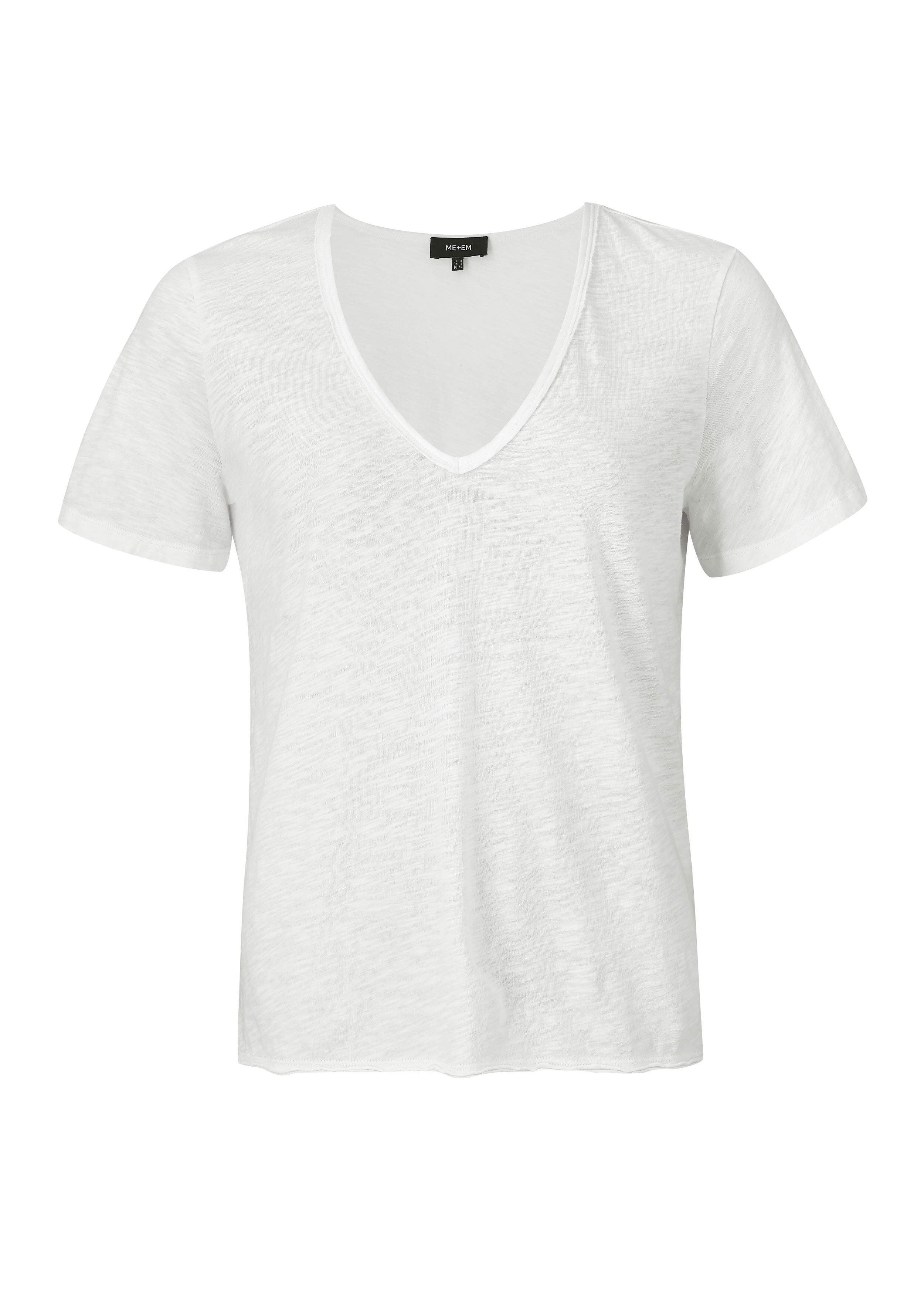 Cotton Fluted Sleeve V Neck Tee Soft White