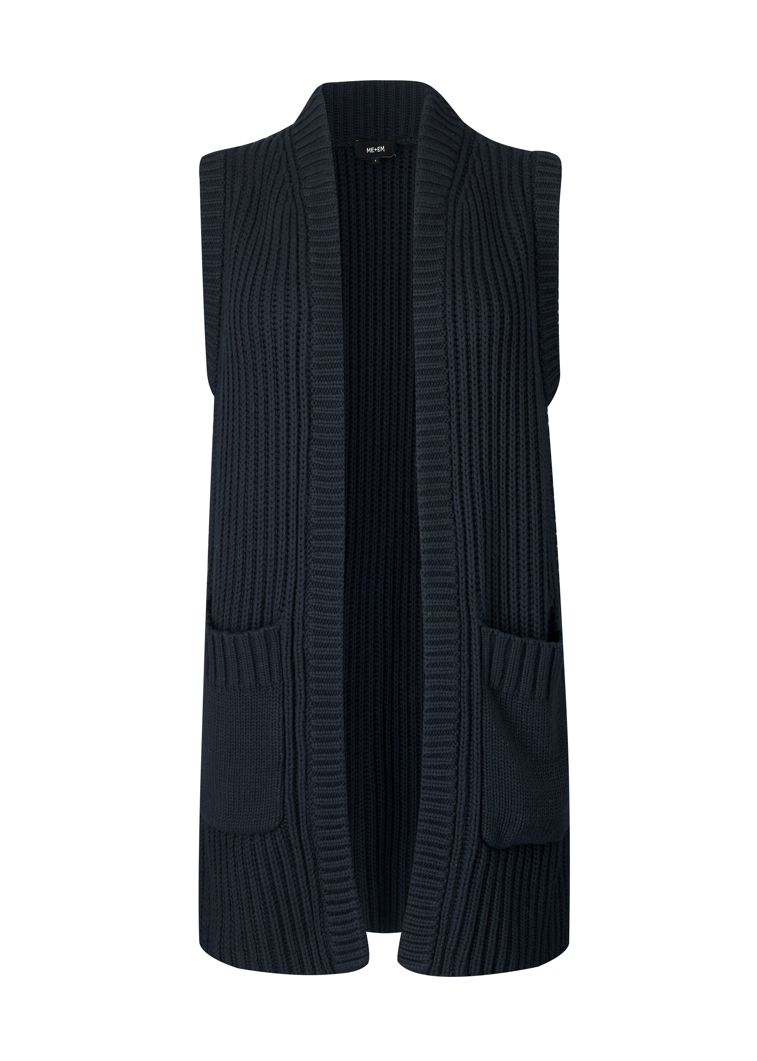 Cotton Cashmere Long Gilet Navy