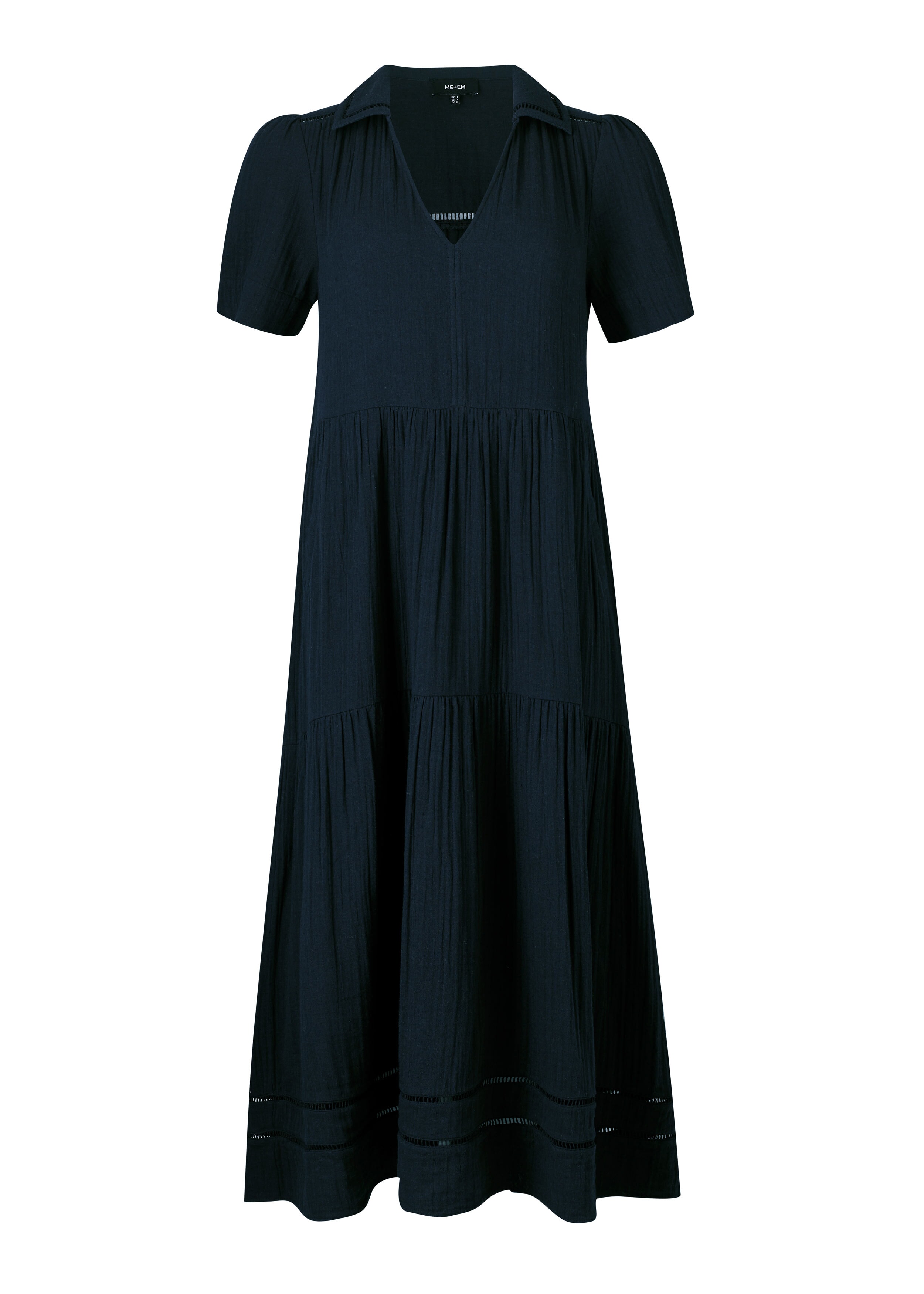 Cheesecloth Midi Shirt Dress + Belt Navy
