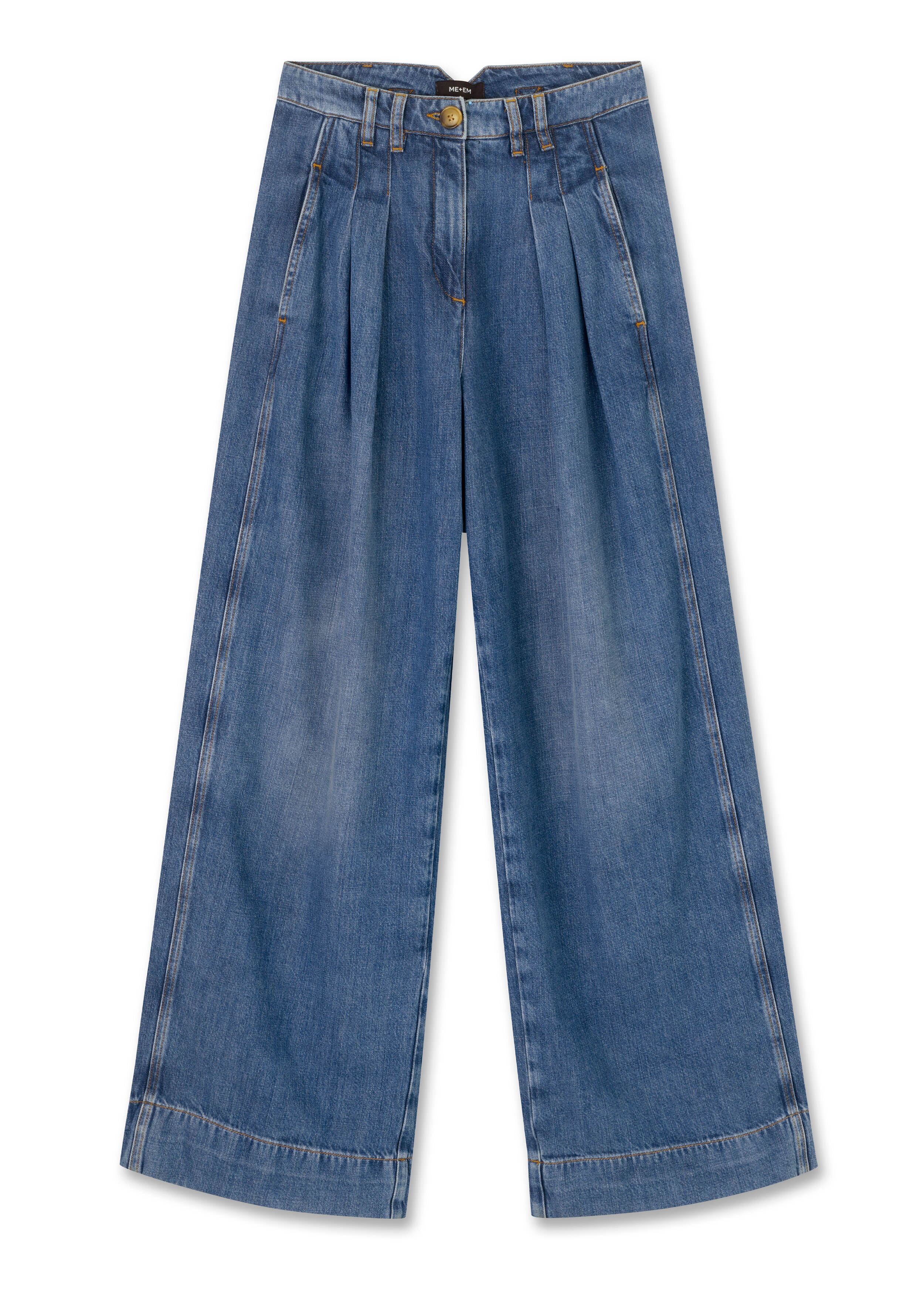 Soft Pleat Front Jean Blue Wash