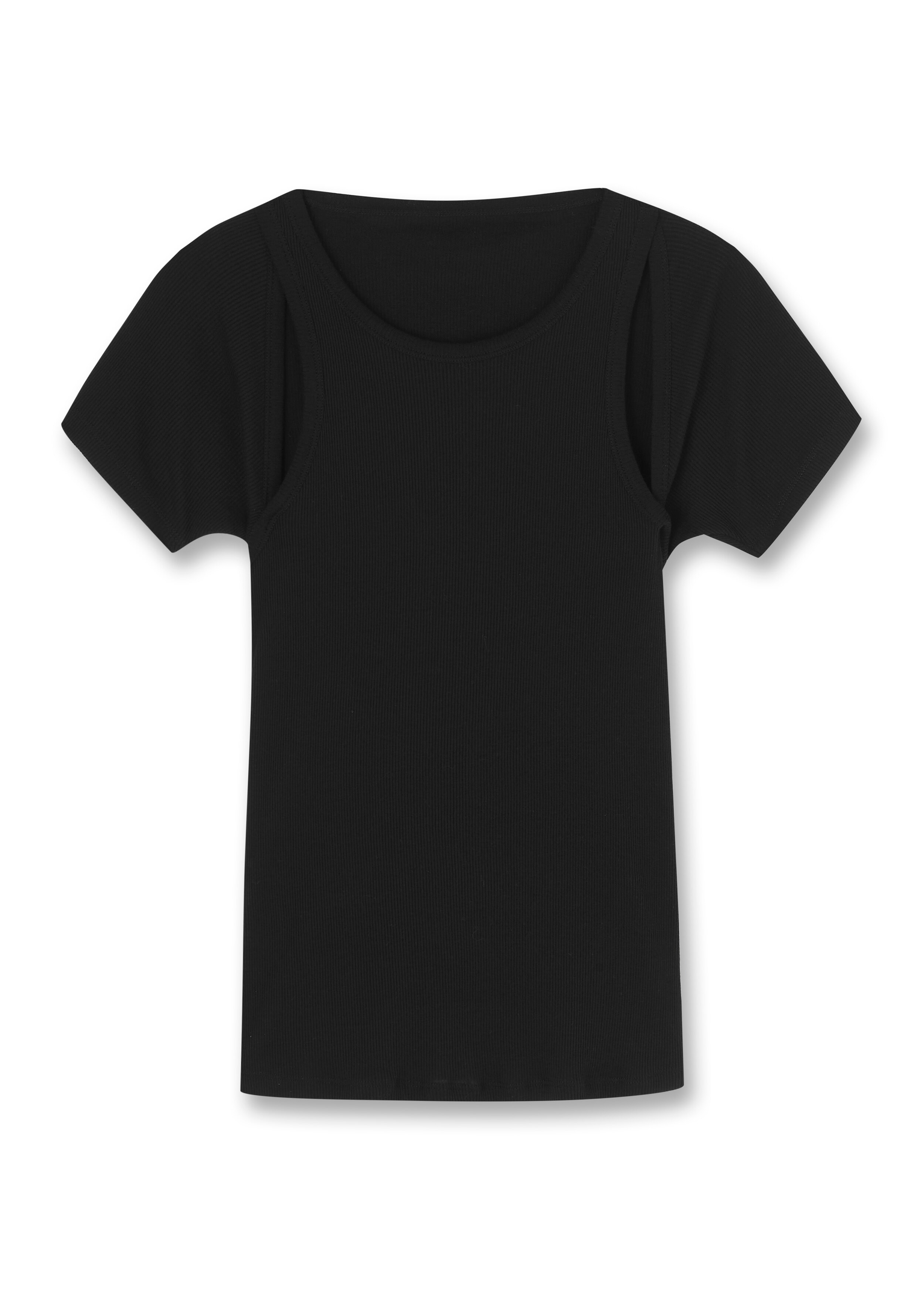 Cut Out Cap Sleeve Tee Black