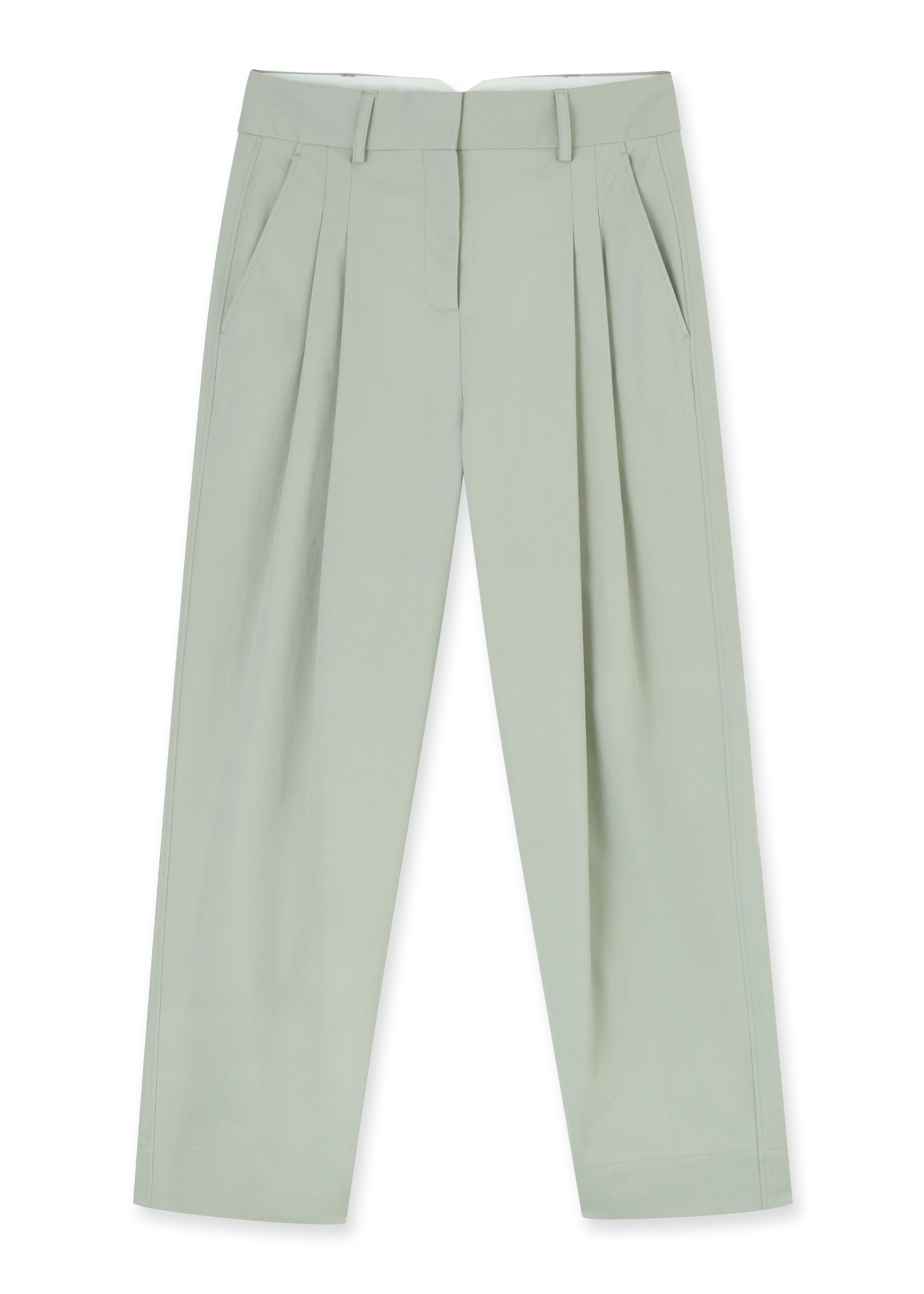 Pleat Detail Tapered Trouser Dusted Sage