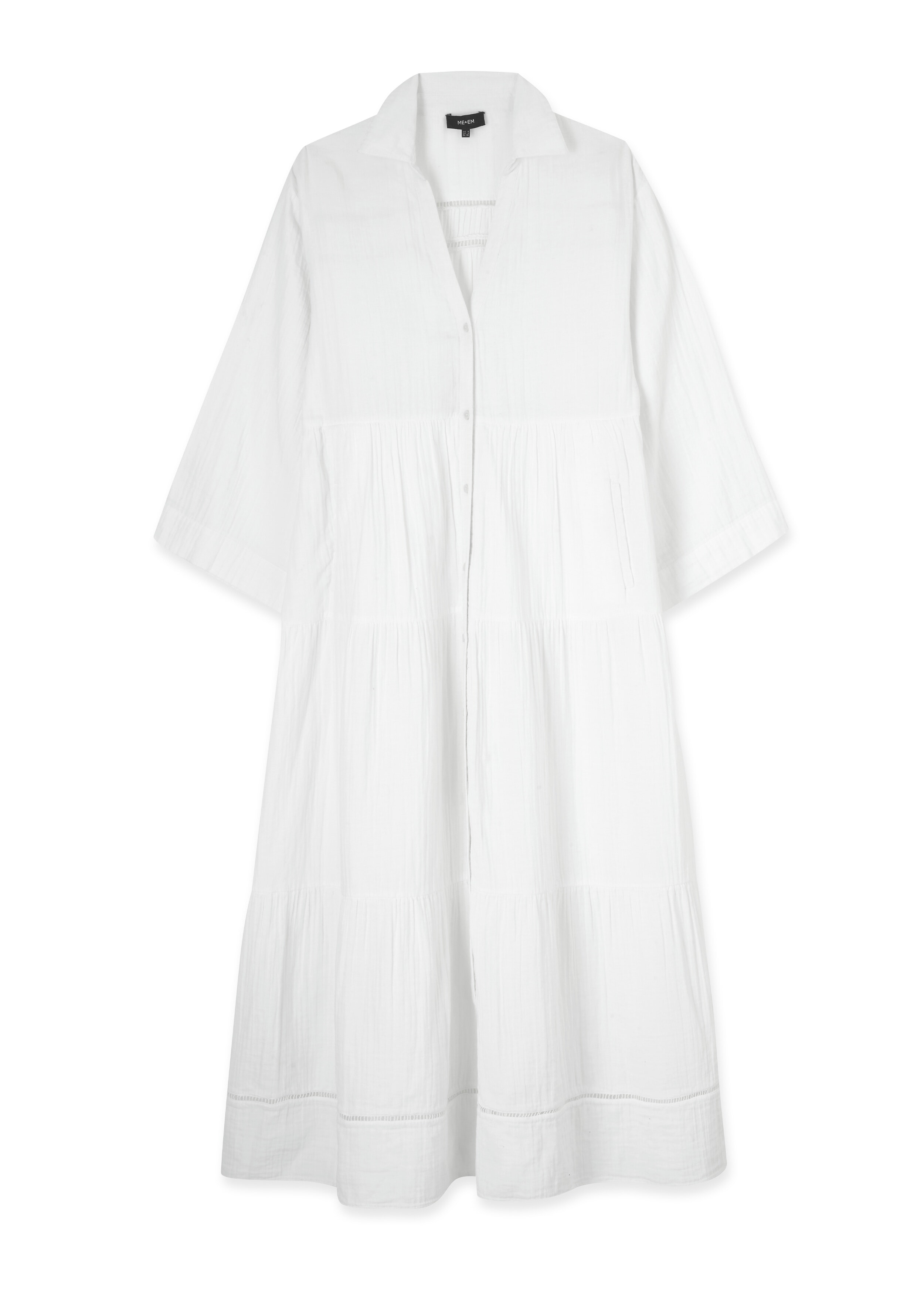 Cheesecloth Button Front Maxi Shirt Dress + Belt Soft White