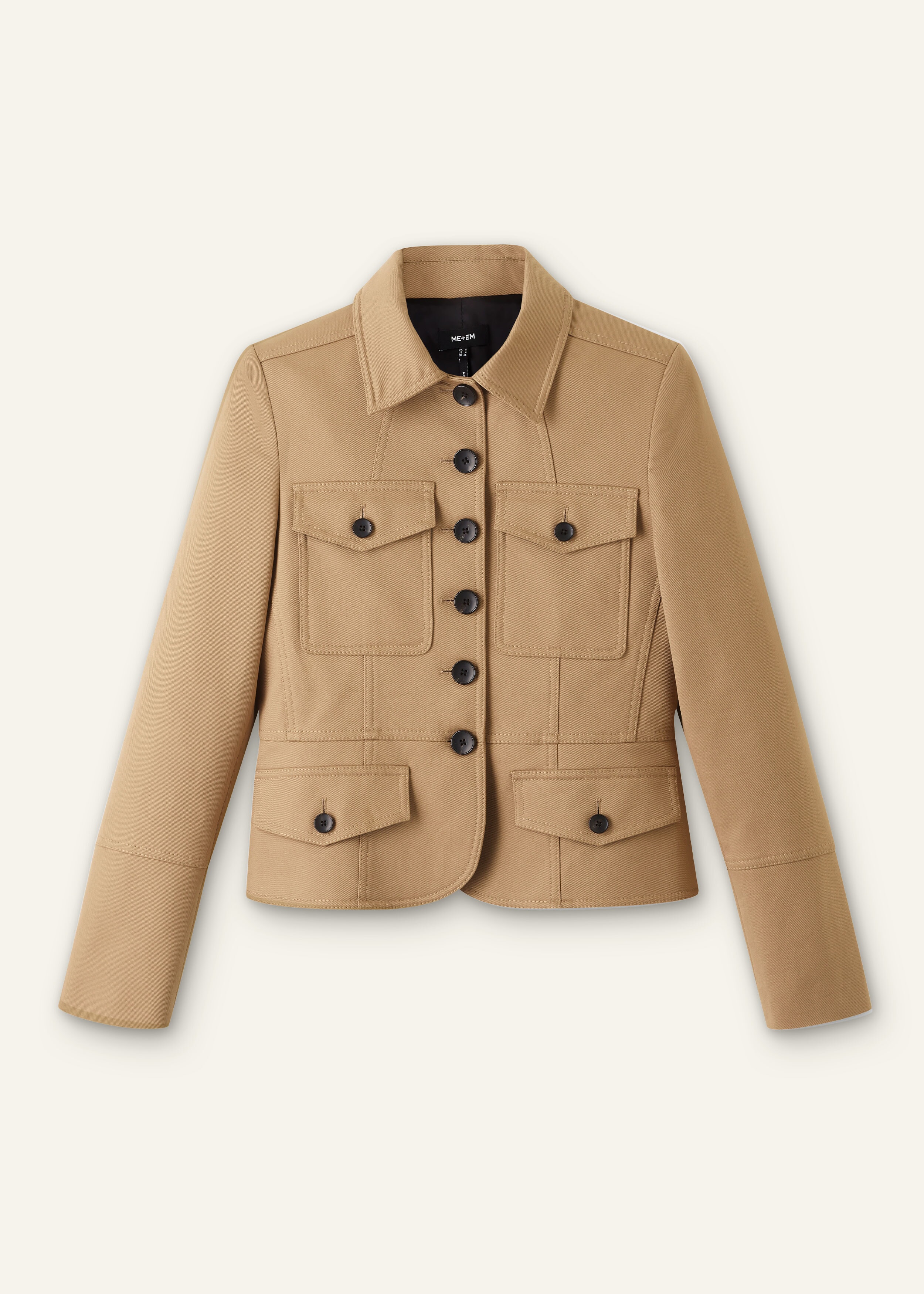 Cotton Fitted Utility Jacket Warm Tan