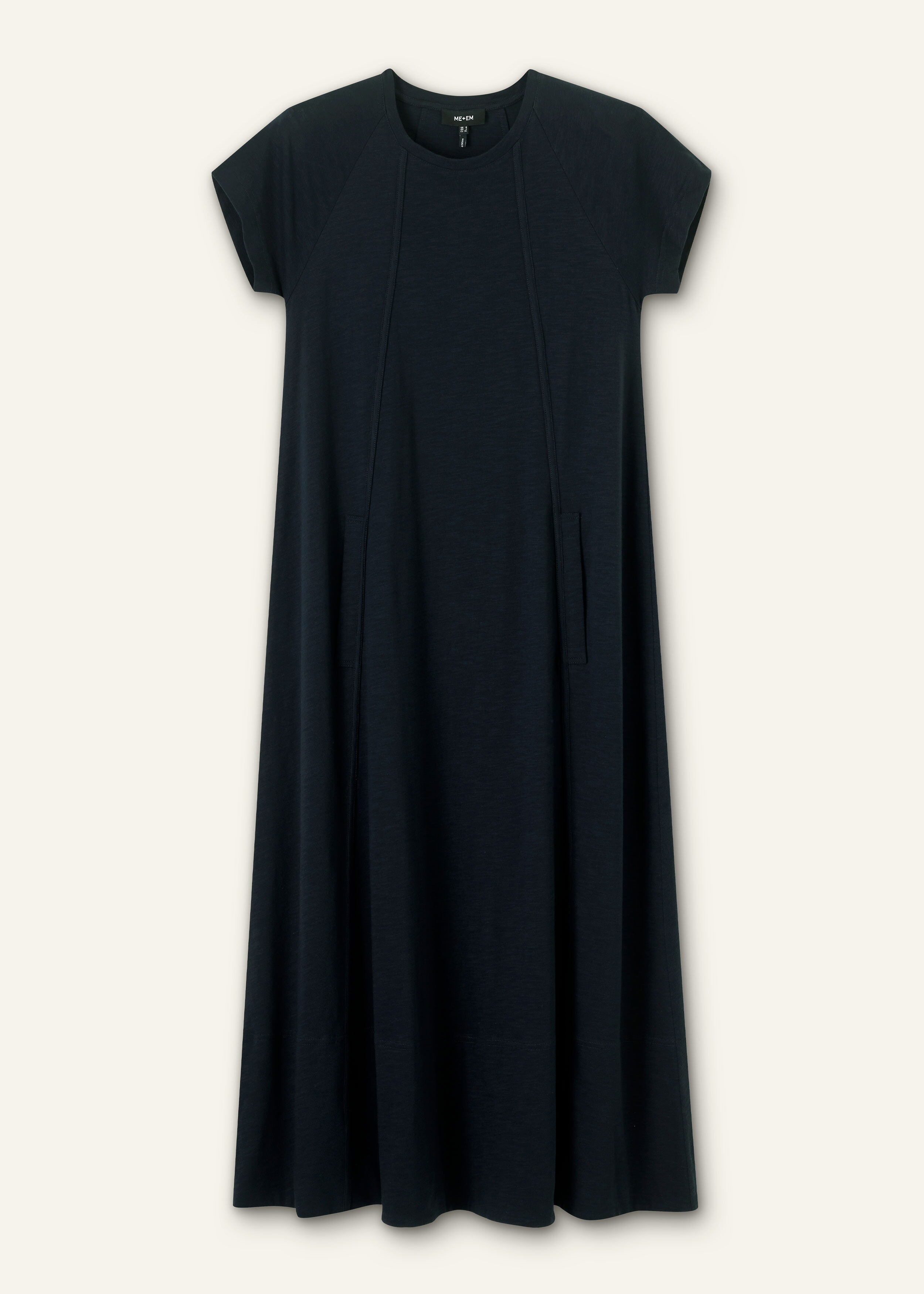 Slub Jersey Midi Swing Dress Navy