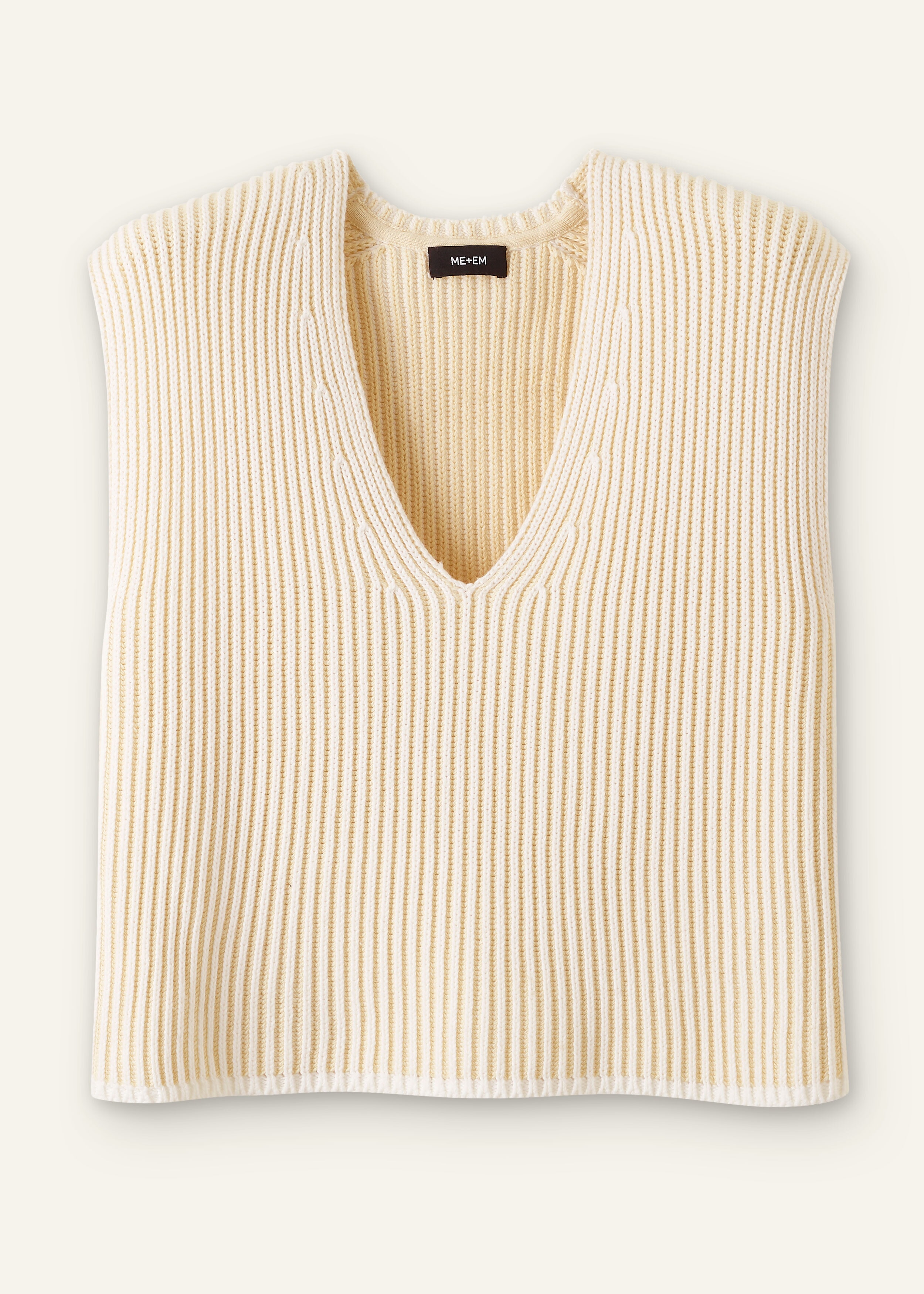 Shop Me+em Soft-touch Rib Cotton Knit Vest In Ecru/soft White