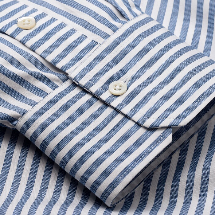 Cotton Striped Crop Shirt Blue/White Stripe