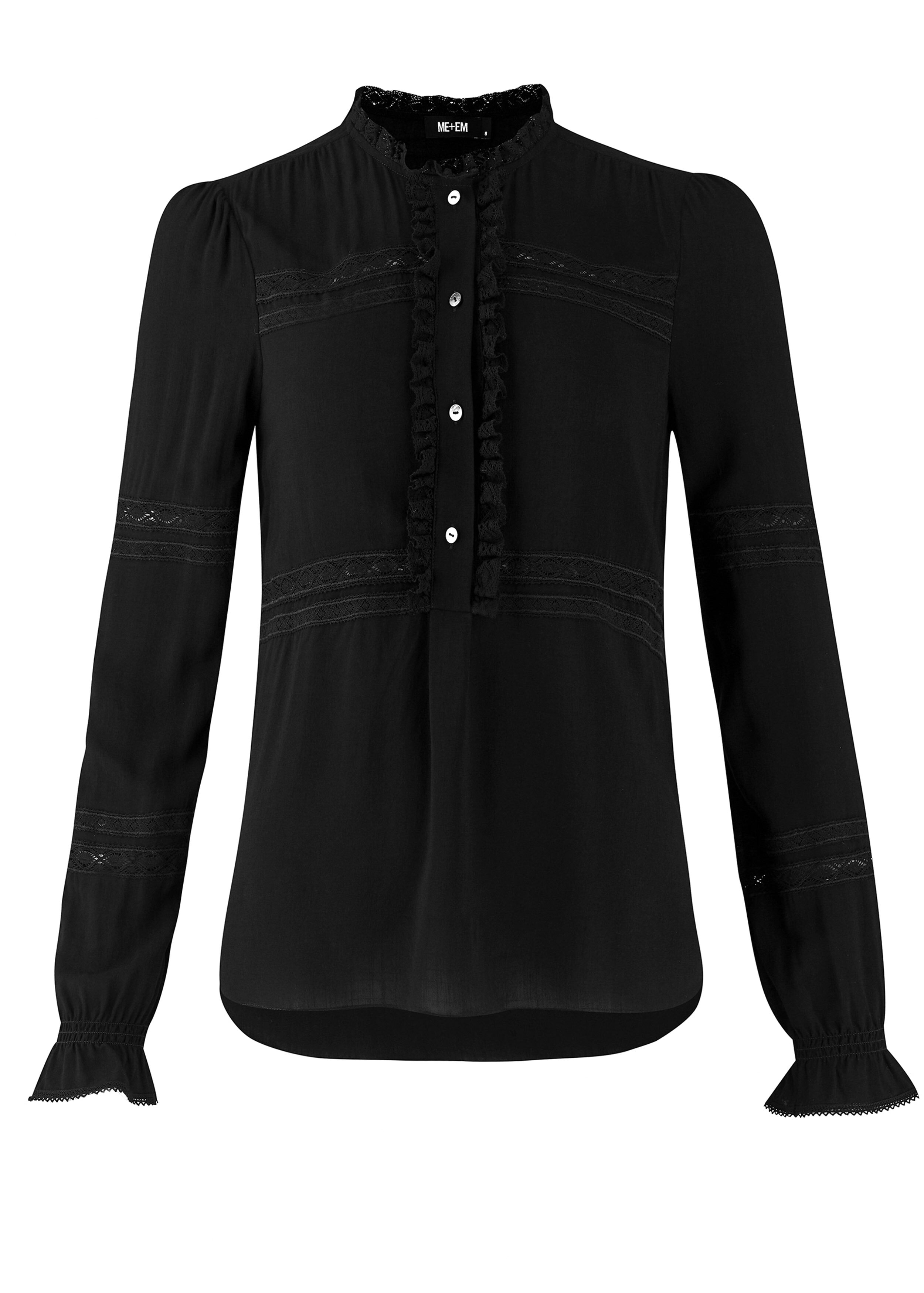 Romantic Lace Insert Shirt Black