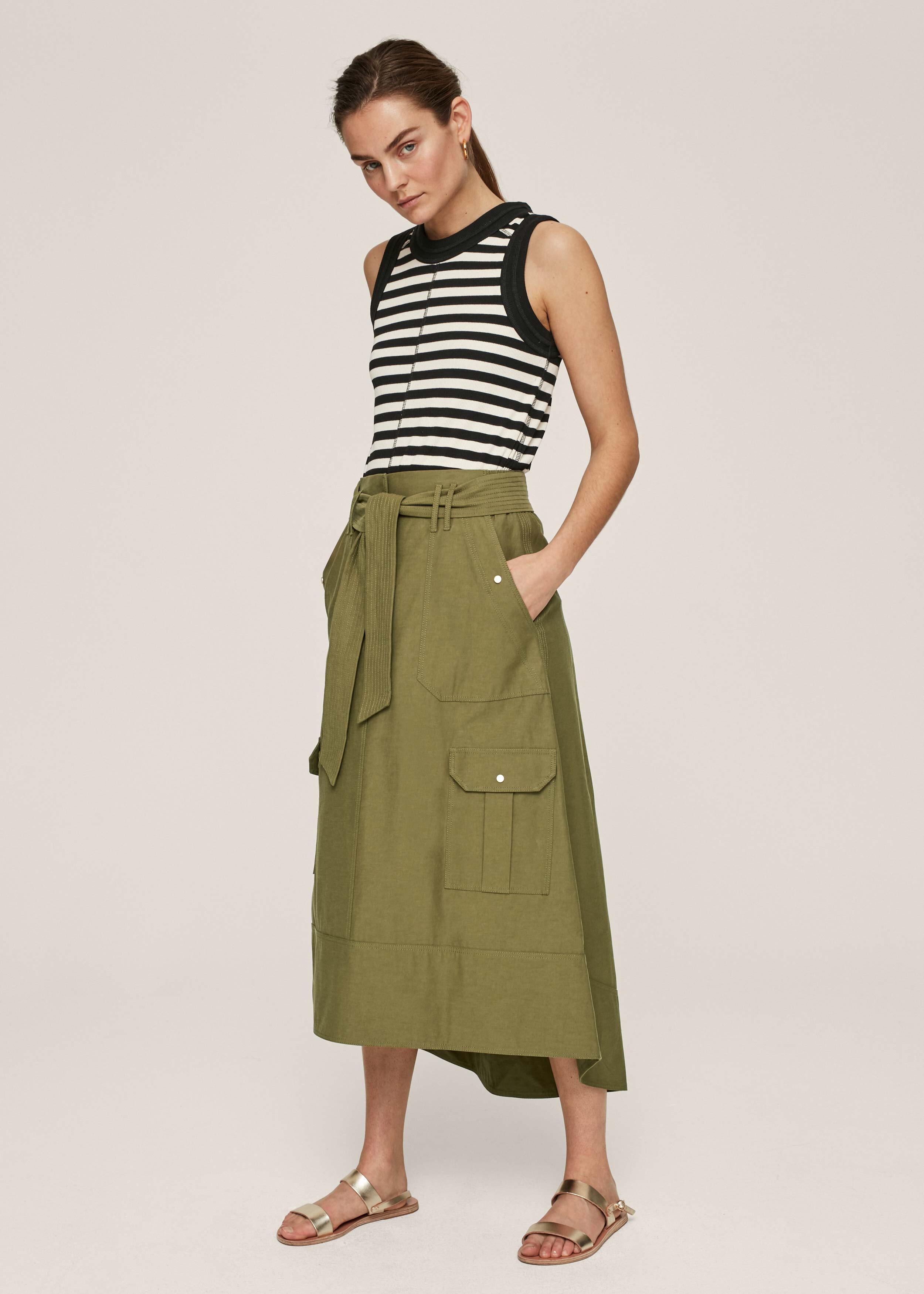 Cargo Belted Skirt Olive