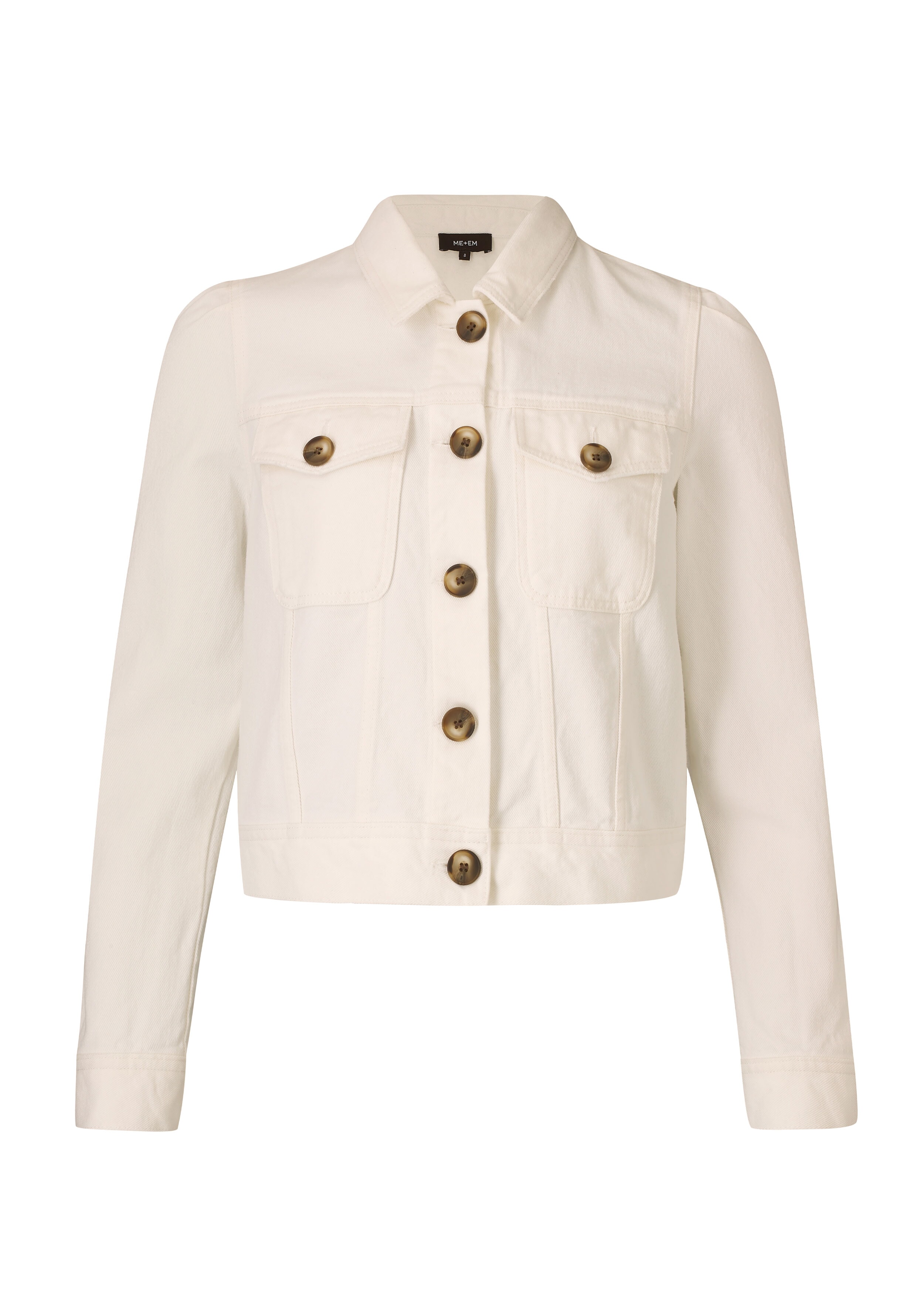 Slim-Fit Crop Denim Jacket Off White