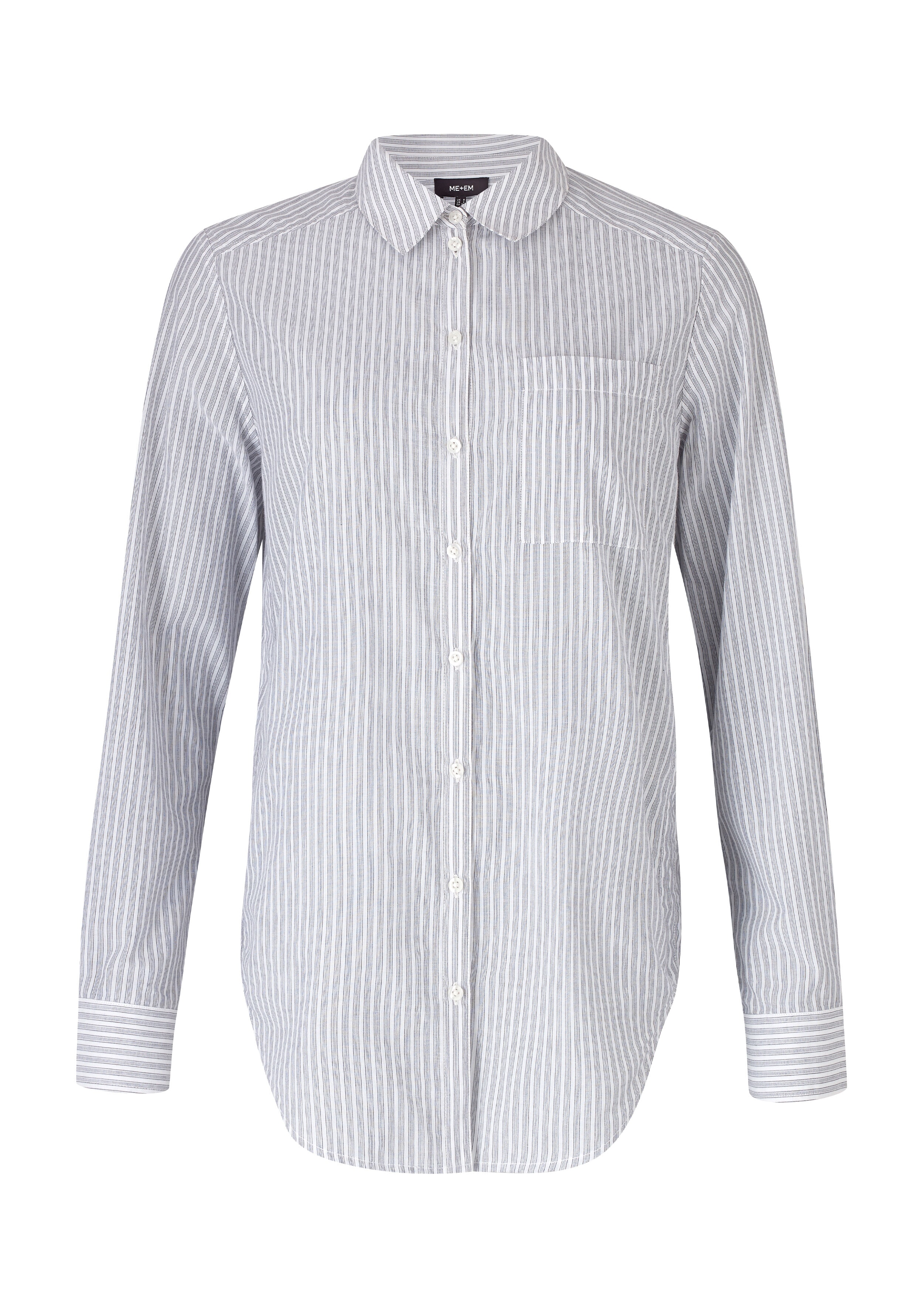 Relaxed Cotton Stripe Casual Shirt Navy/Soft White