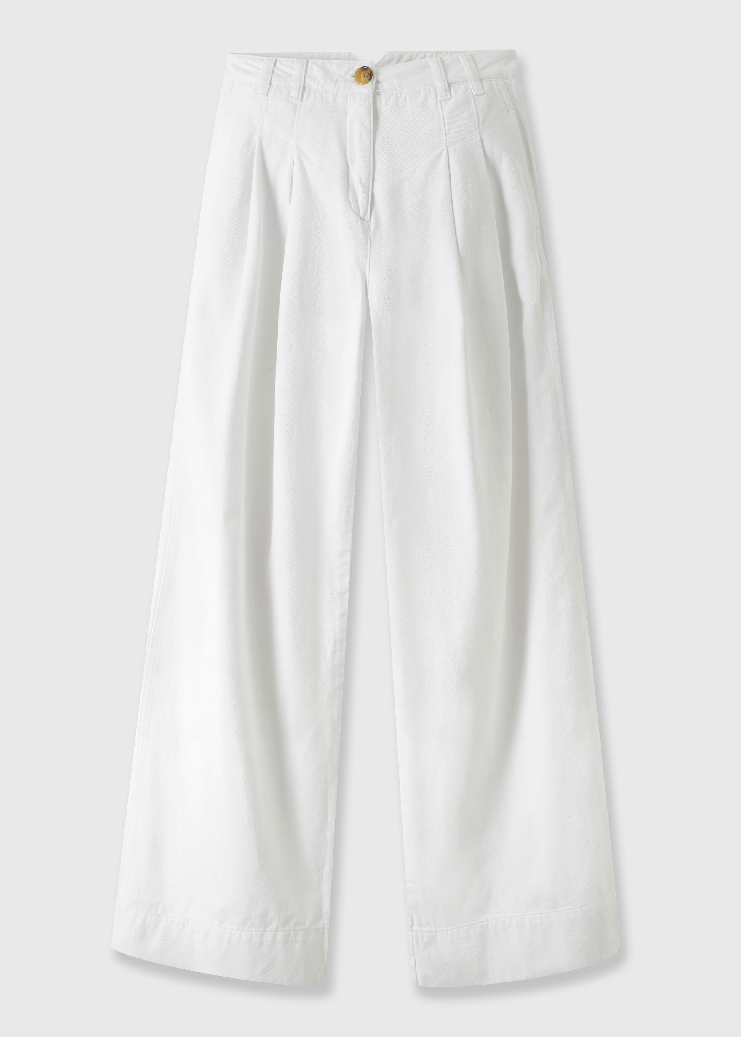 Adjustable Waist Pleat Front Trouser White
