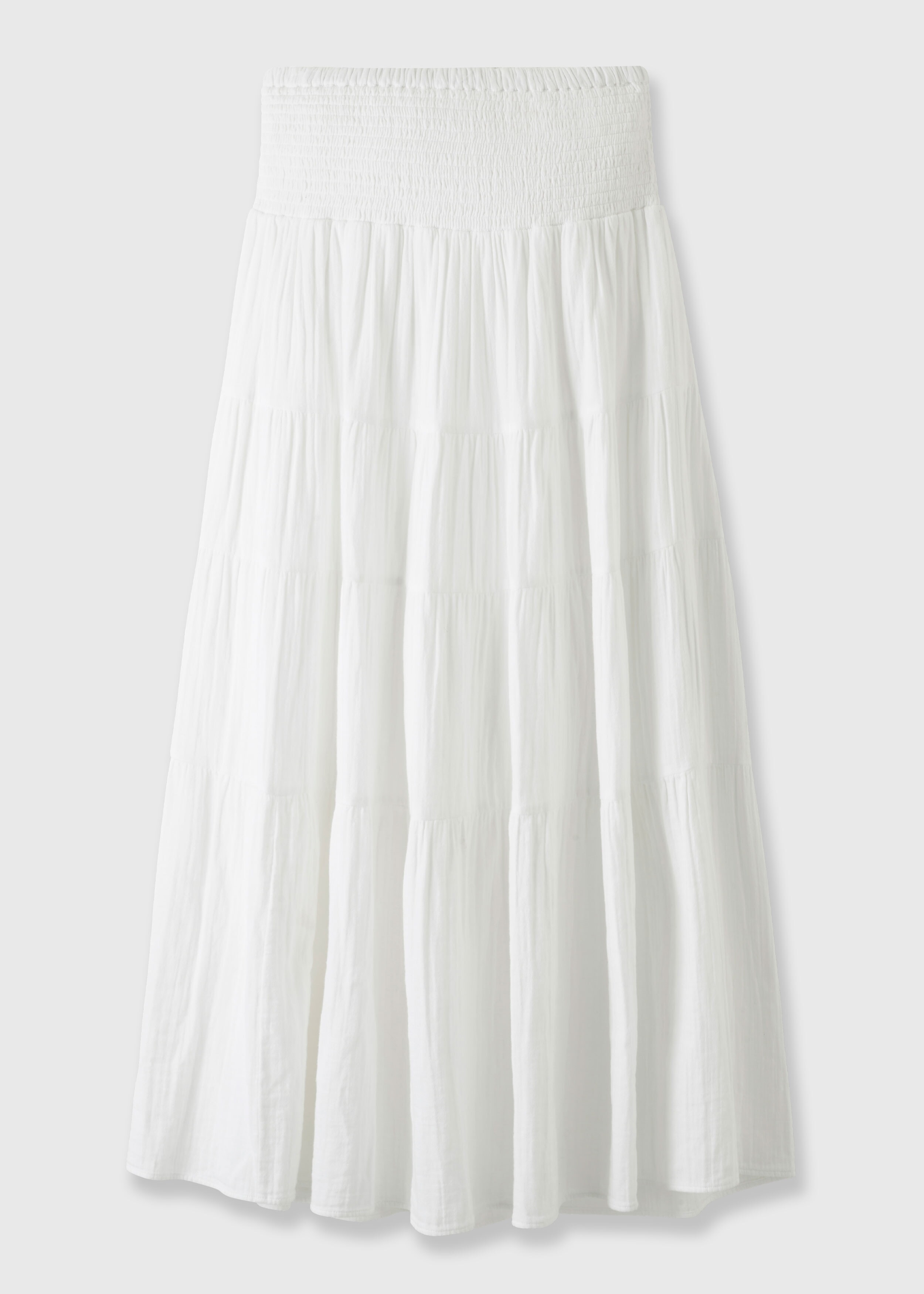 Cheesecloth Tiered Skirt Soft White