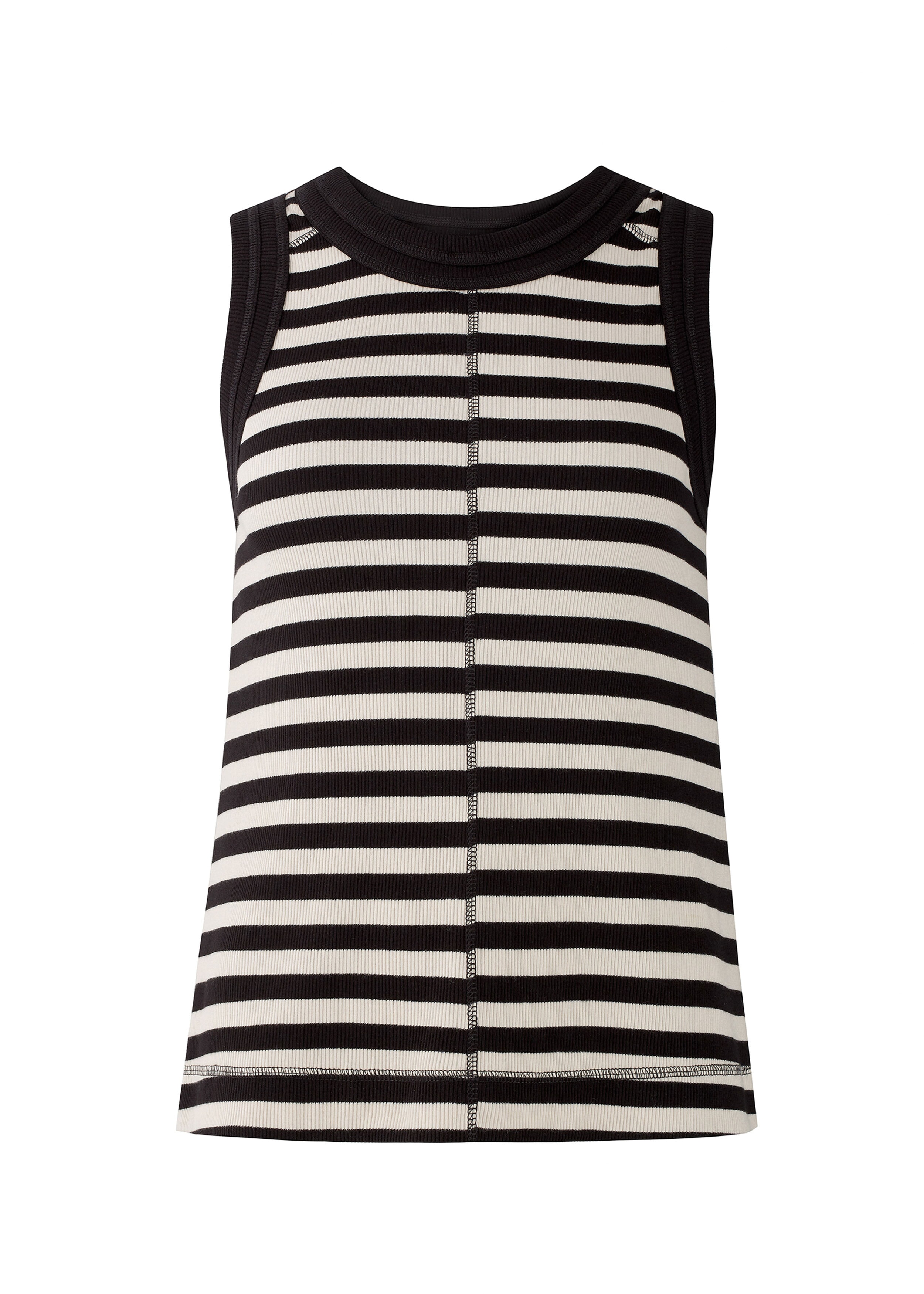 Stripe Rib Box Vest Black/Cream