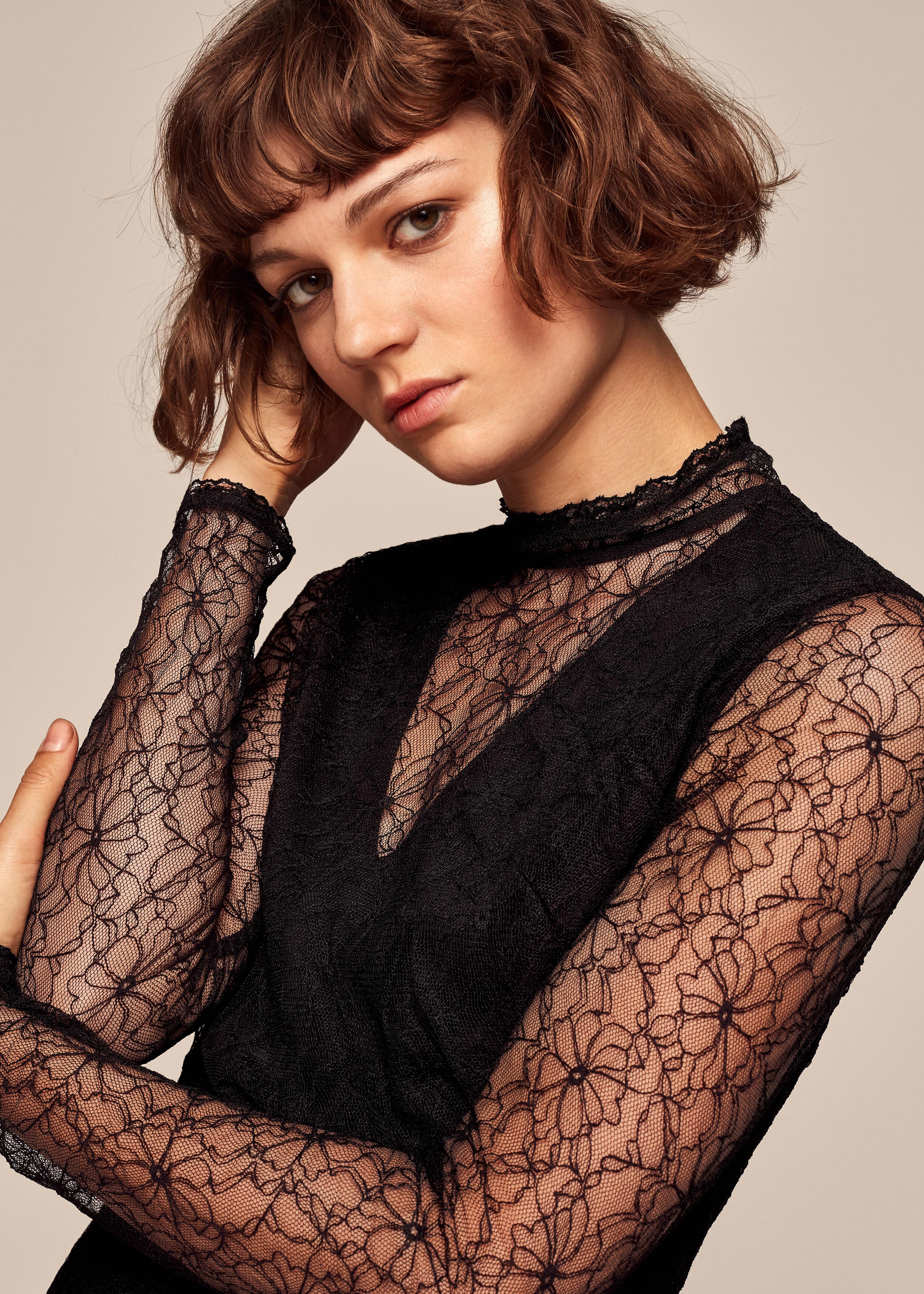 Lace Layer Top Black