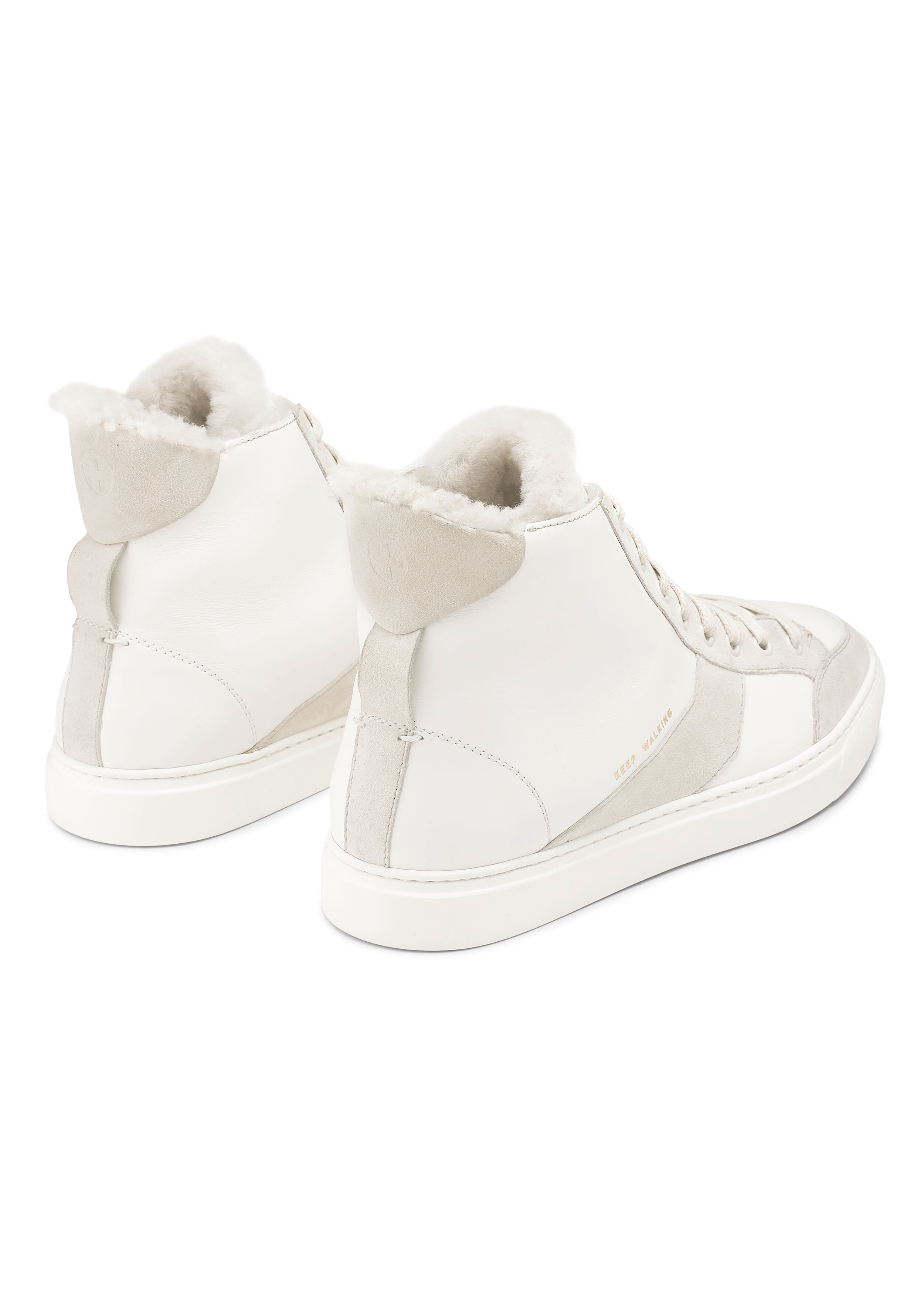 Winter Shearling-Lined Leather High Top Sneaker Pale Neutral