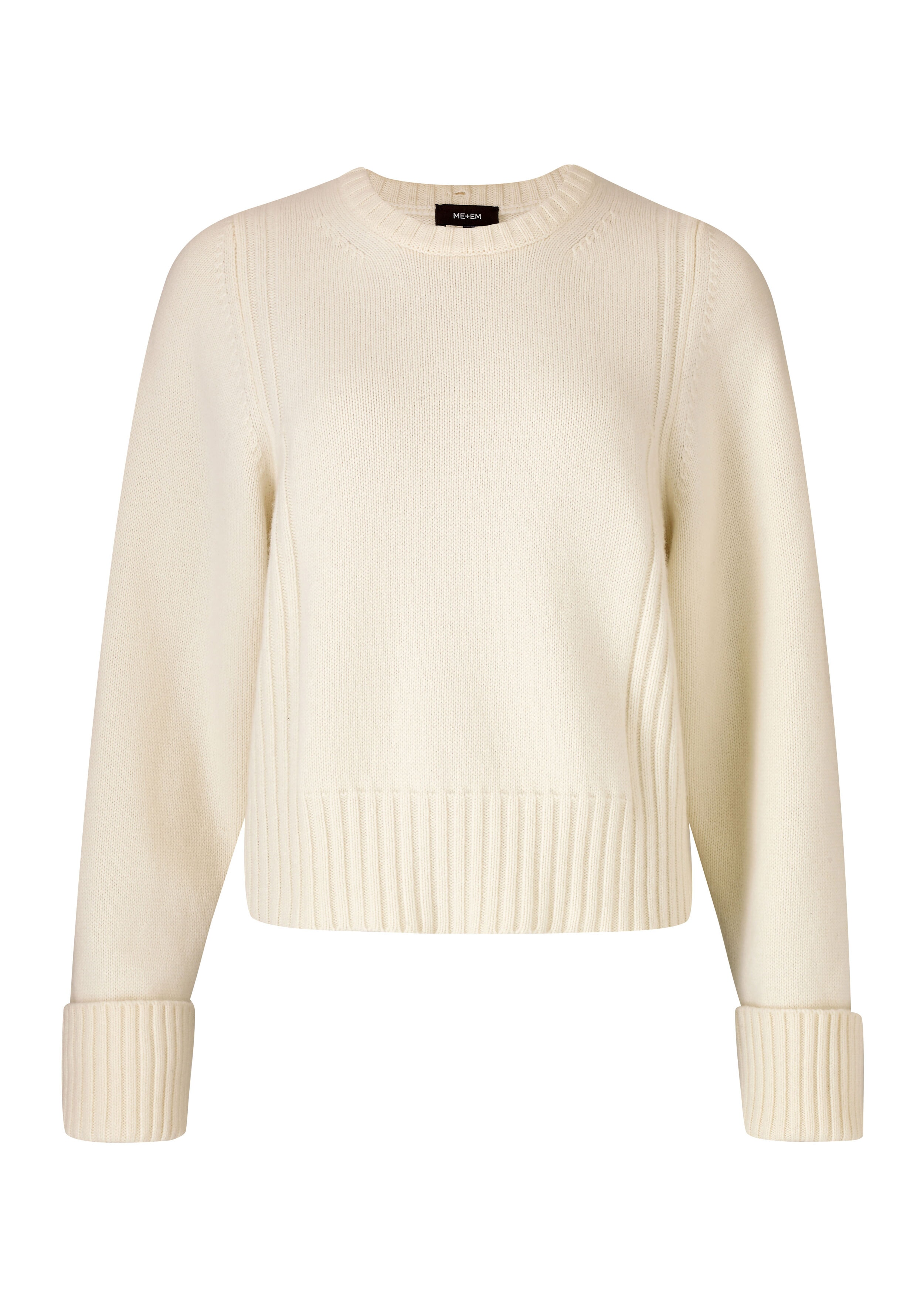 Merino Cashmere Rib Detail Sweater + Snood Cream