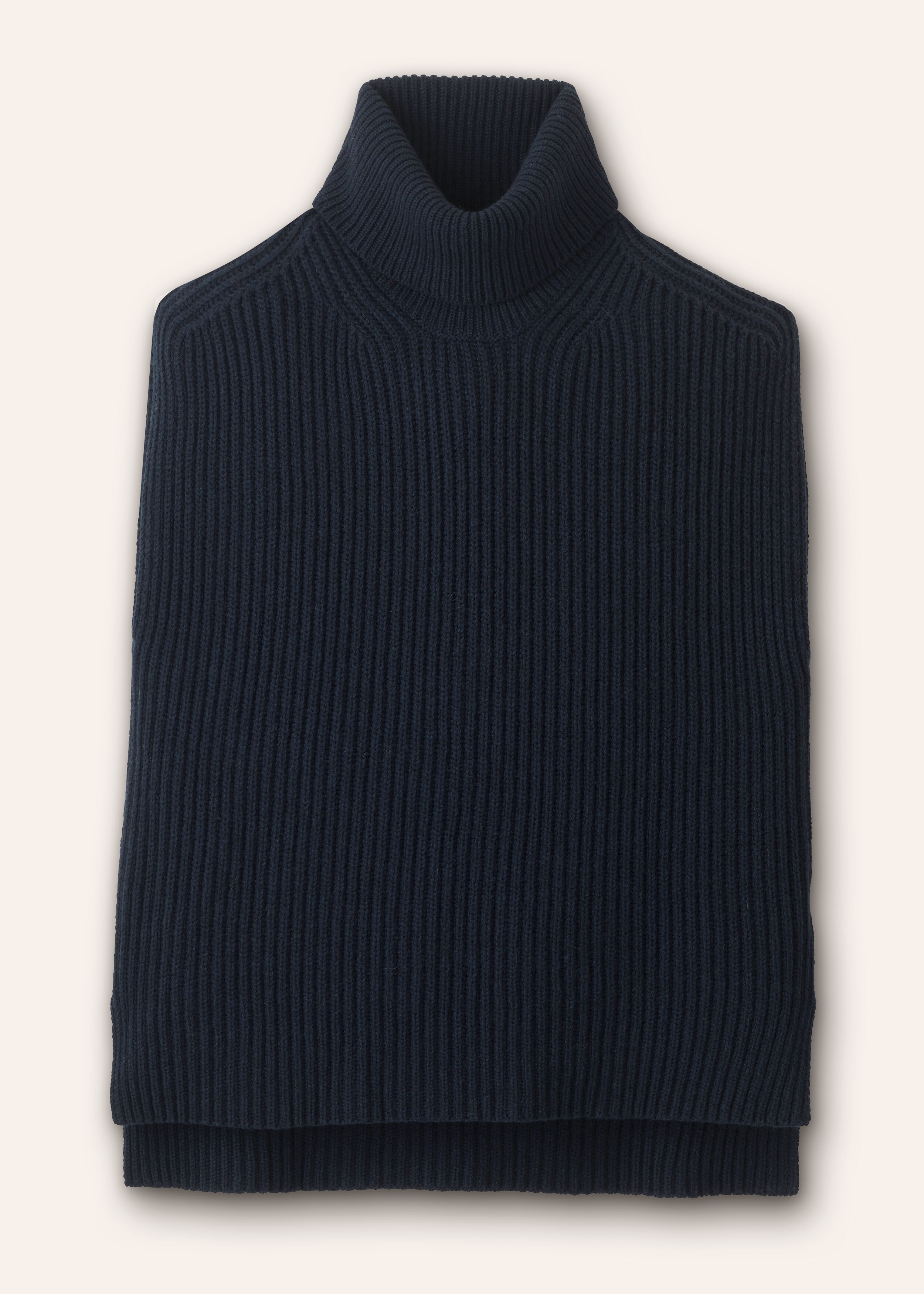 Merino Cashmere Relaxed Roll Neck Sweater Vest Navy