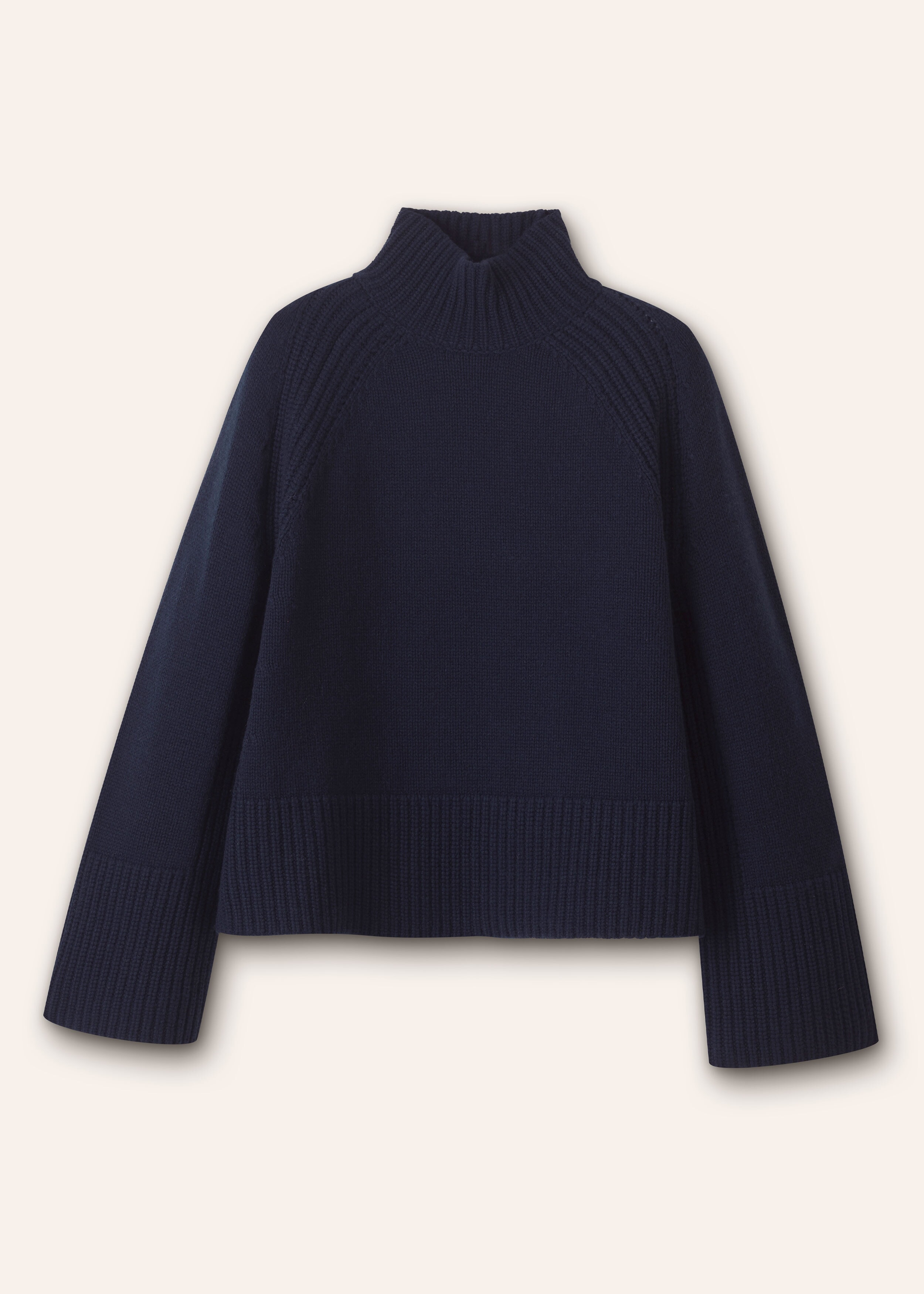 Chunky Cashmere-Blend High Neck Sweater Navy