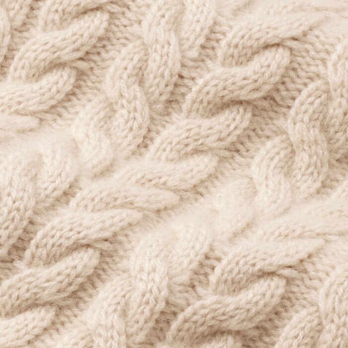 Merino Cashmere Crop Cable Sweater Warm Cream