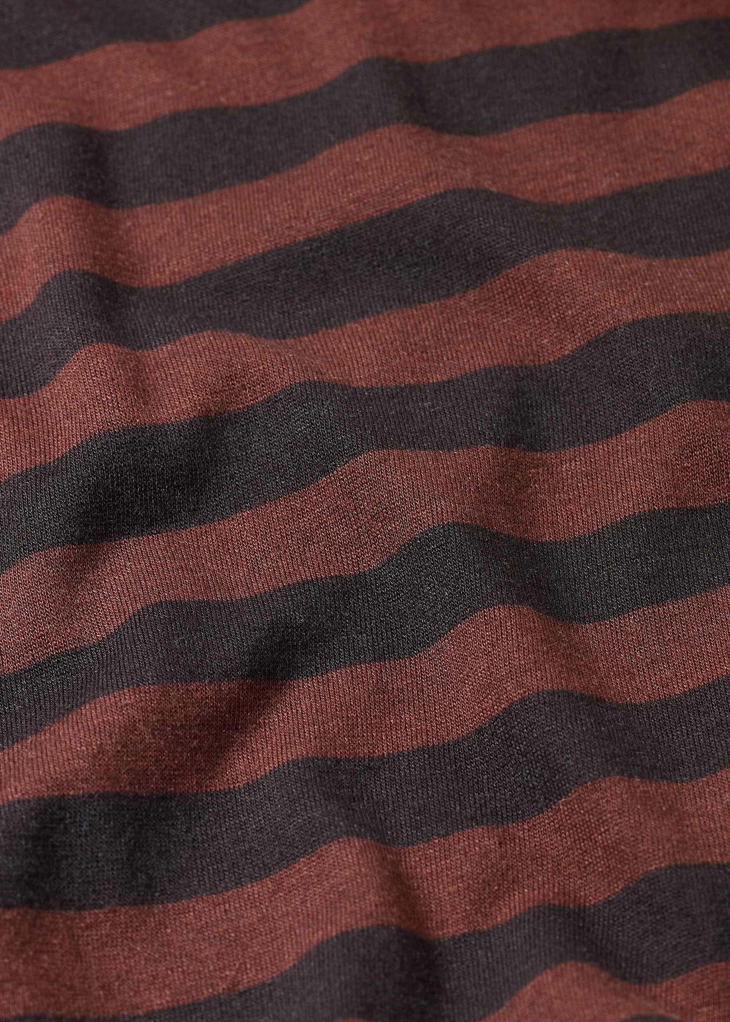 Wool Jersey Boxy Stripe Tee Black/Chestnut