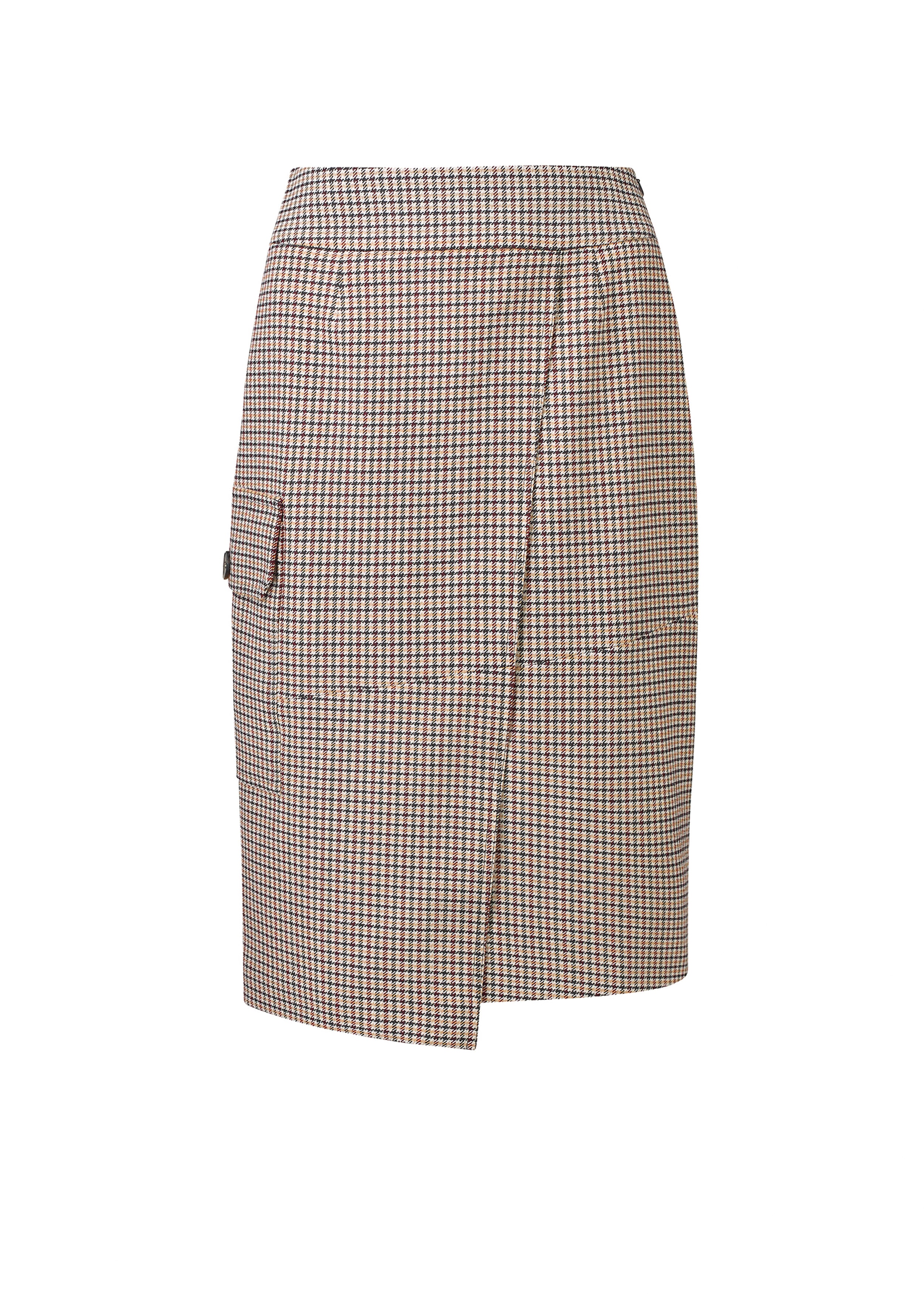Houndstooth Wrap Pencil Skirt