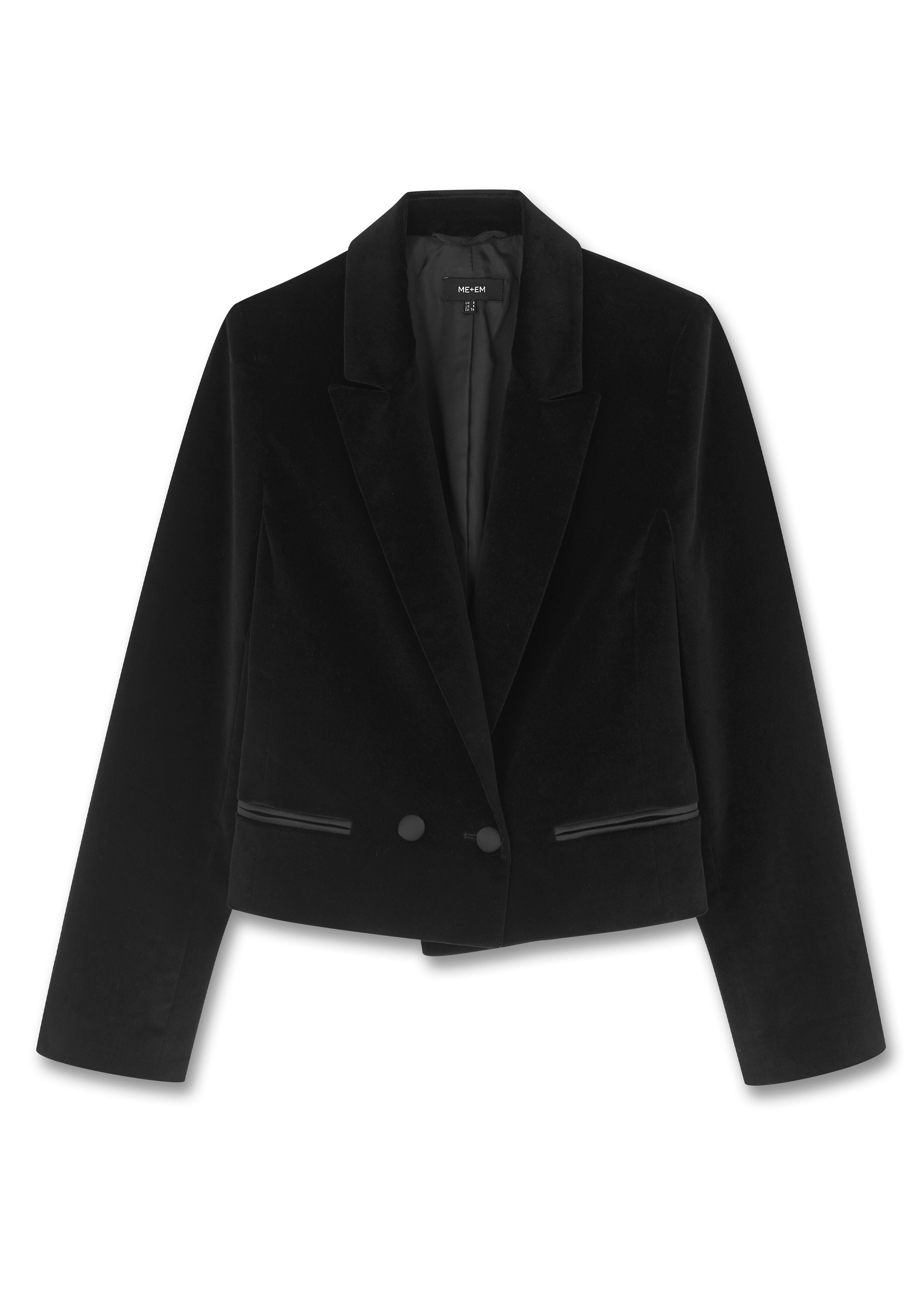 Velvet Tux Crop Blazer Black