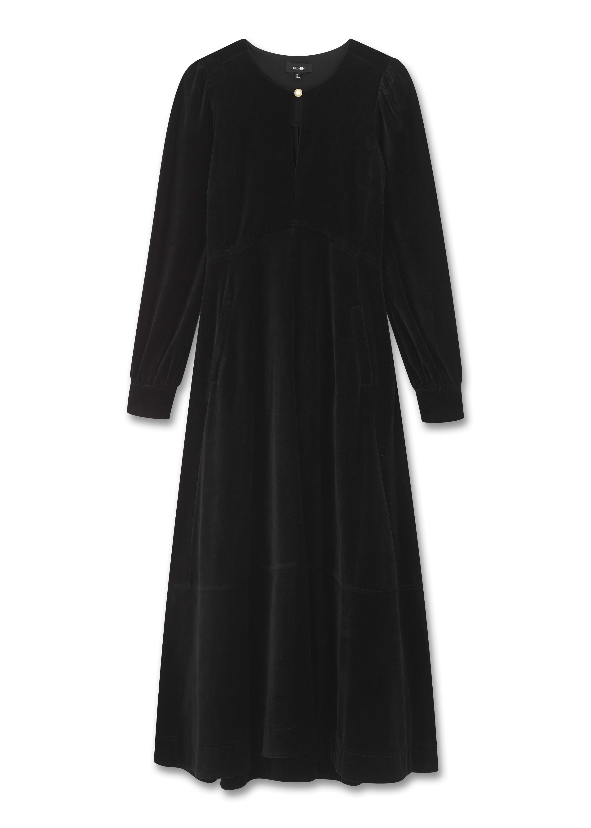 Velour Fit + Flare Maxi Dress Black