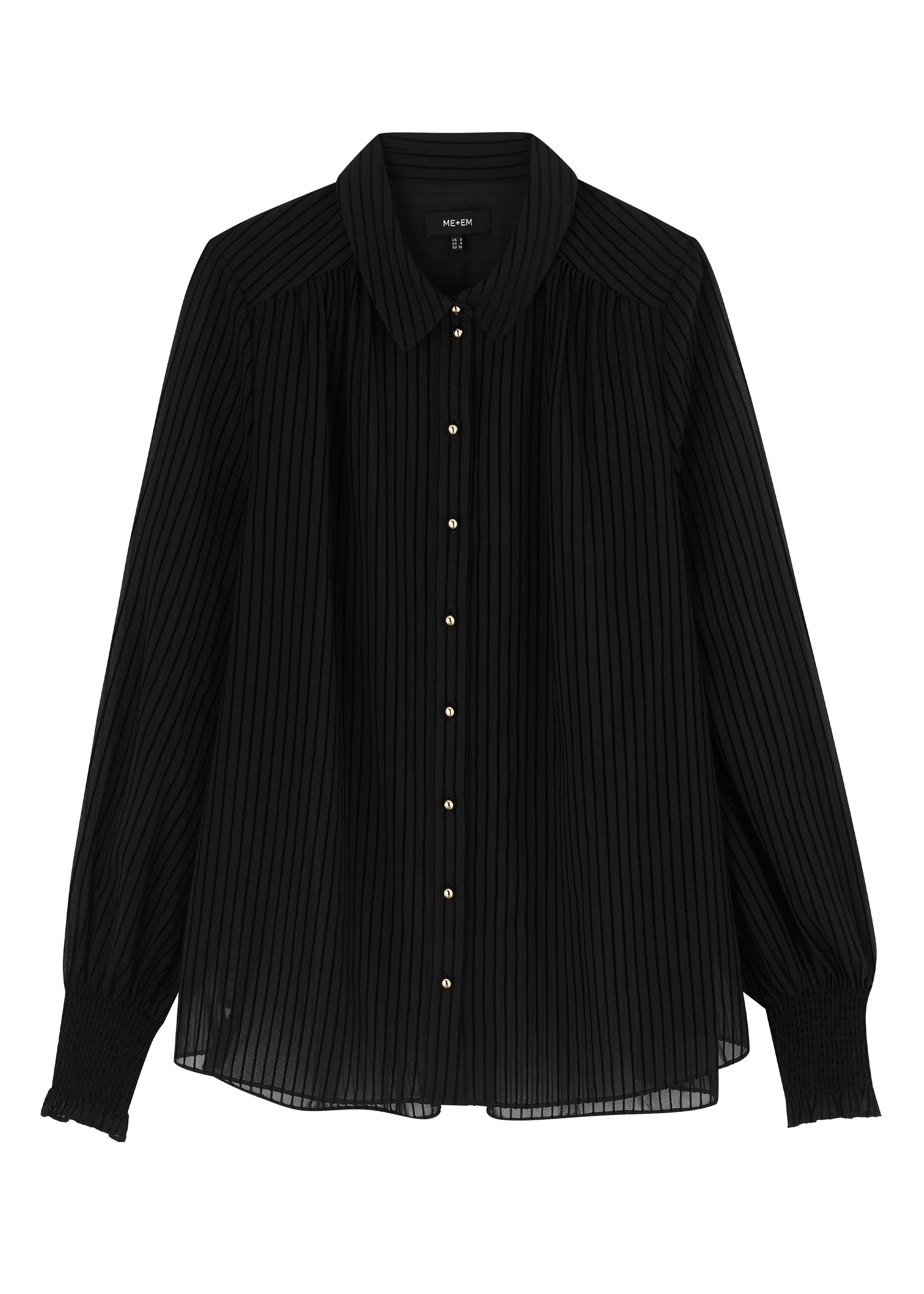 Chenille Velvet Stripe Oversized Shirt Black