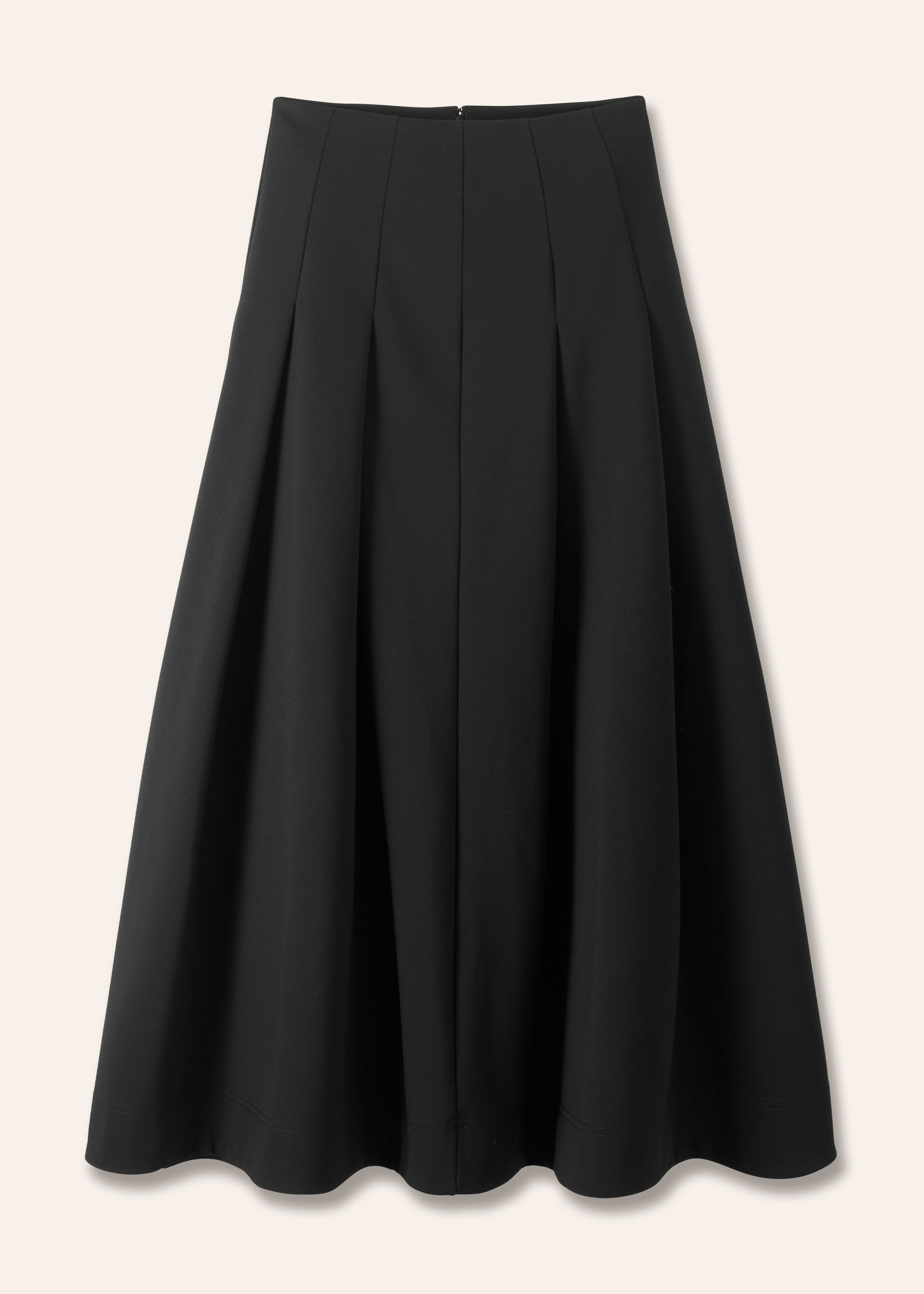 Ponte Pleated Maxi Skirt Black