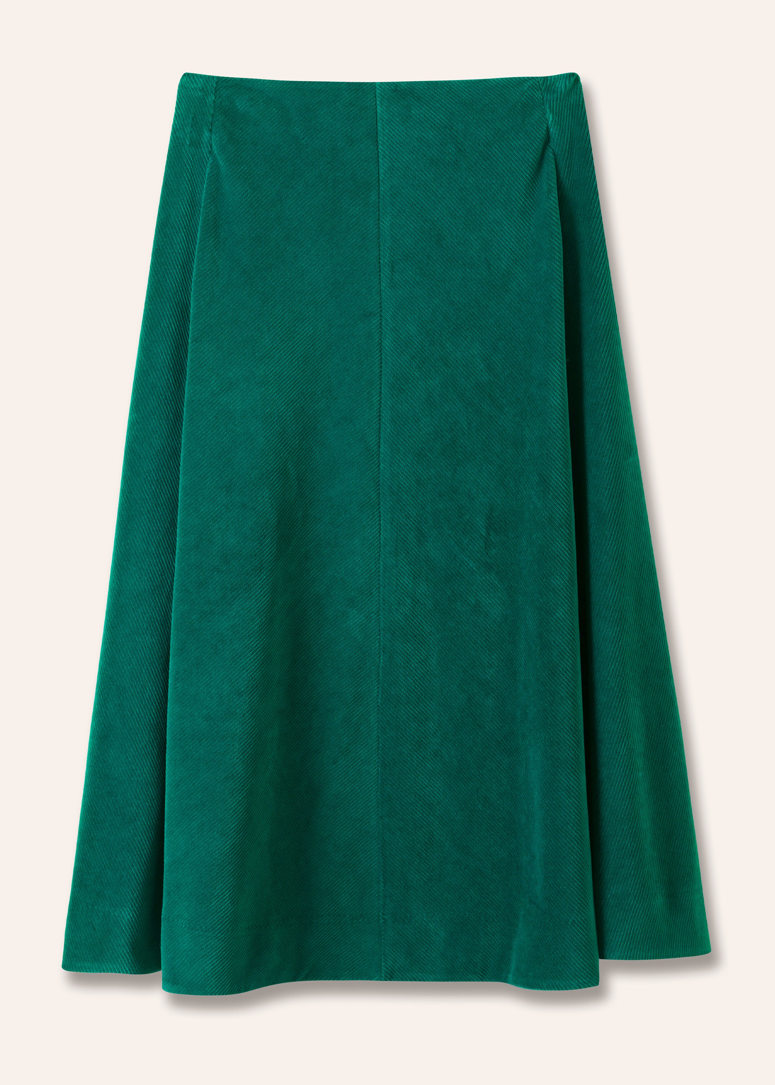 Cord Velour Chevron Midi Skirt