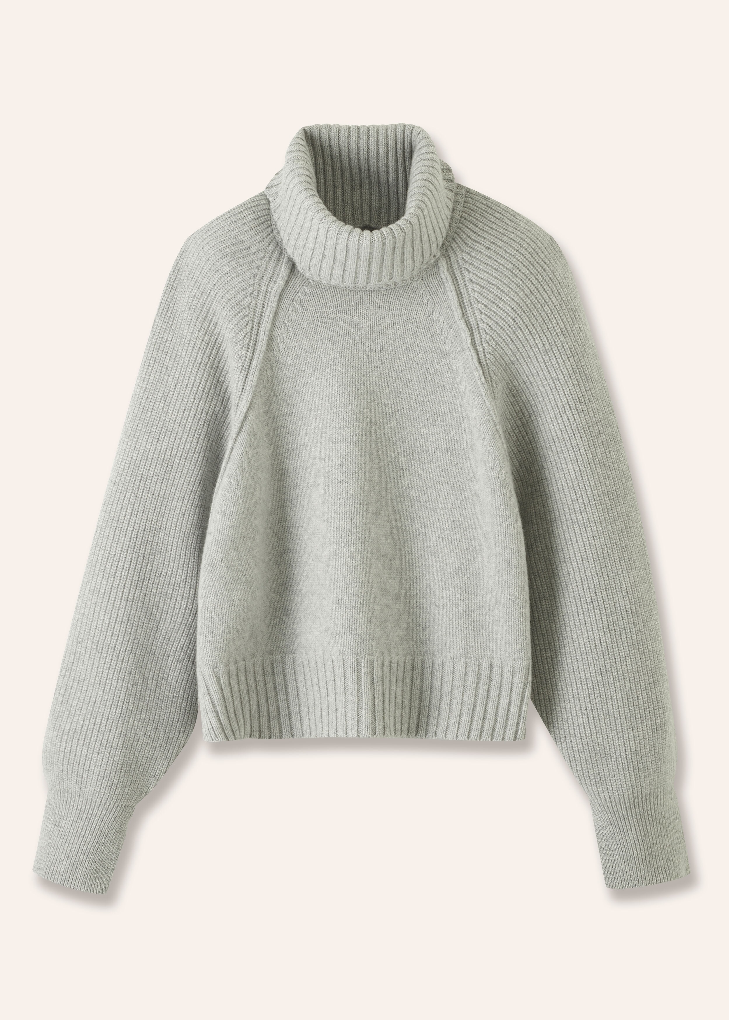 Merino Cashmere Cropped Sweater + Snood Grey Melange