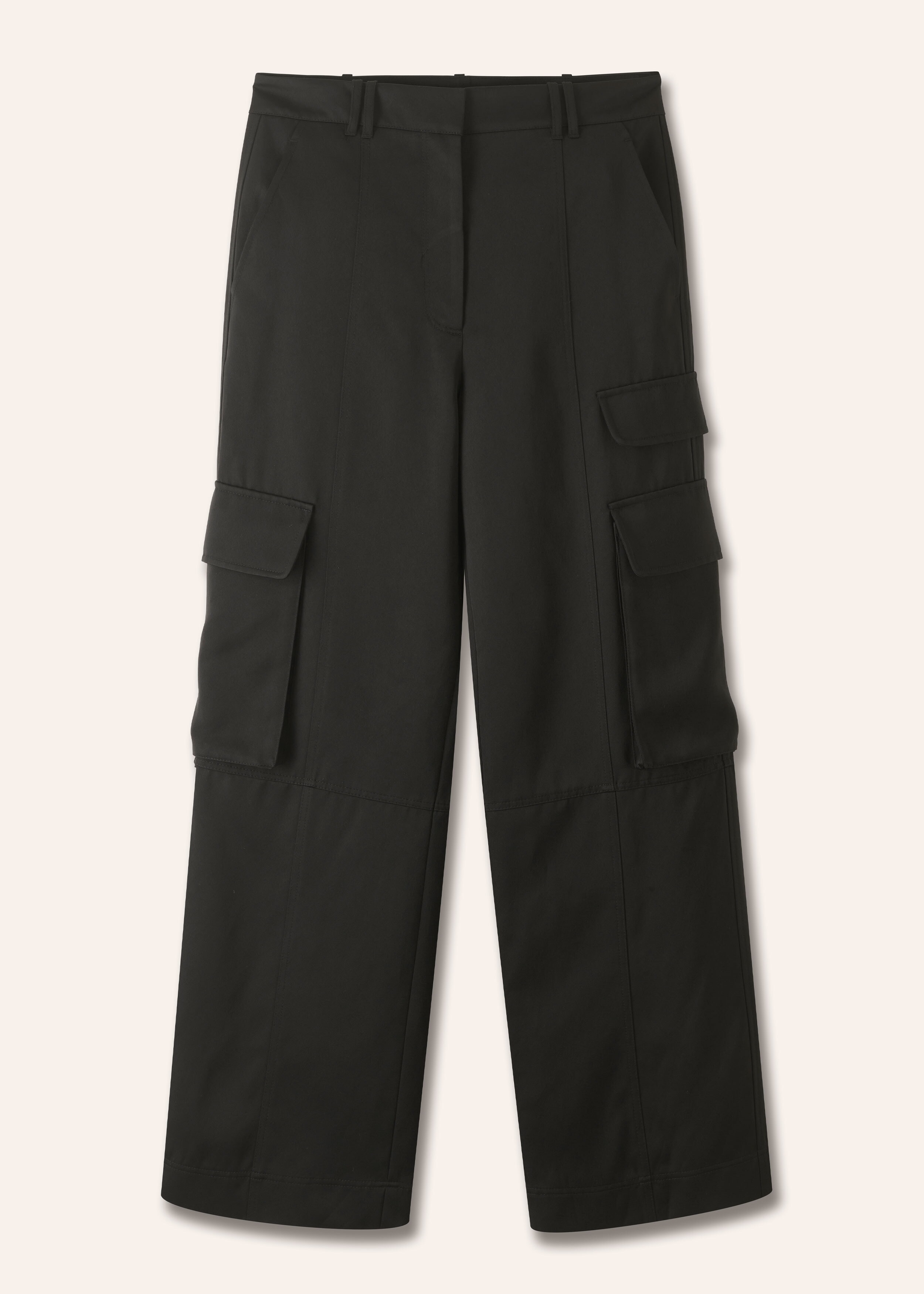 Heavy Satin Statement Cargo Pant Black