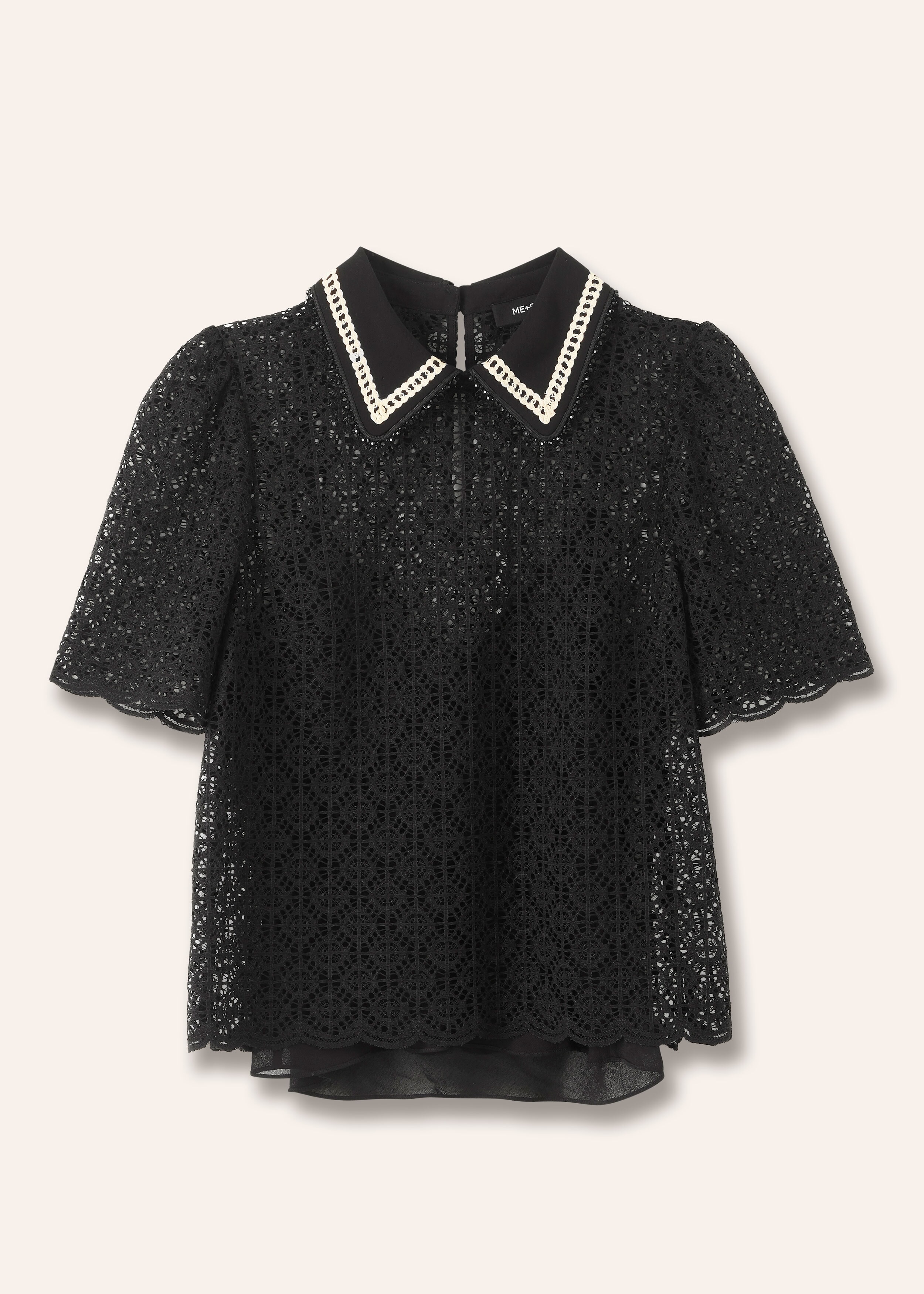Evening Lace Short Sleeve Shirt + Cami