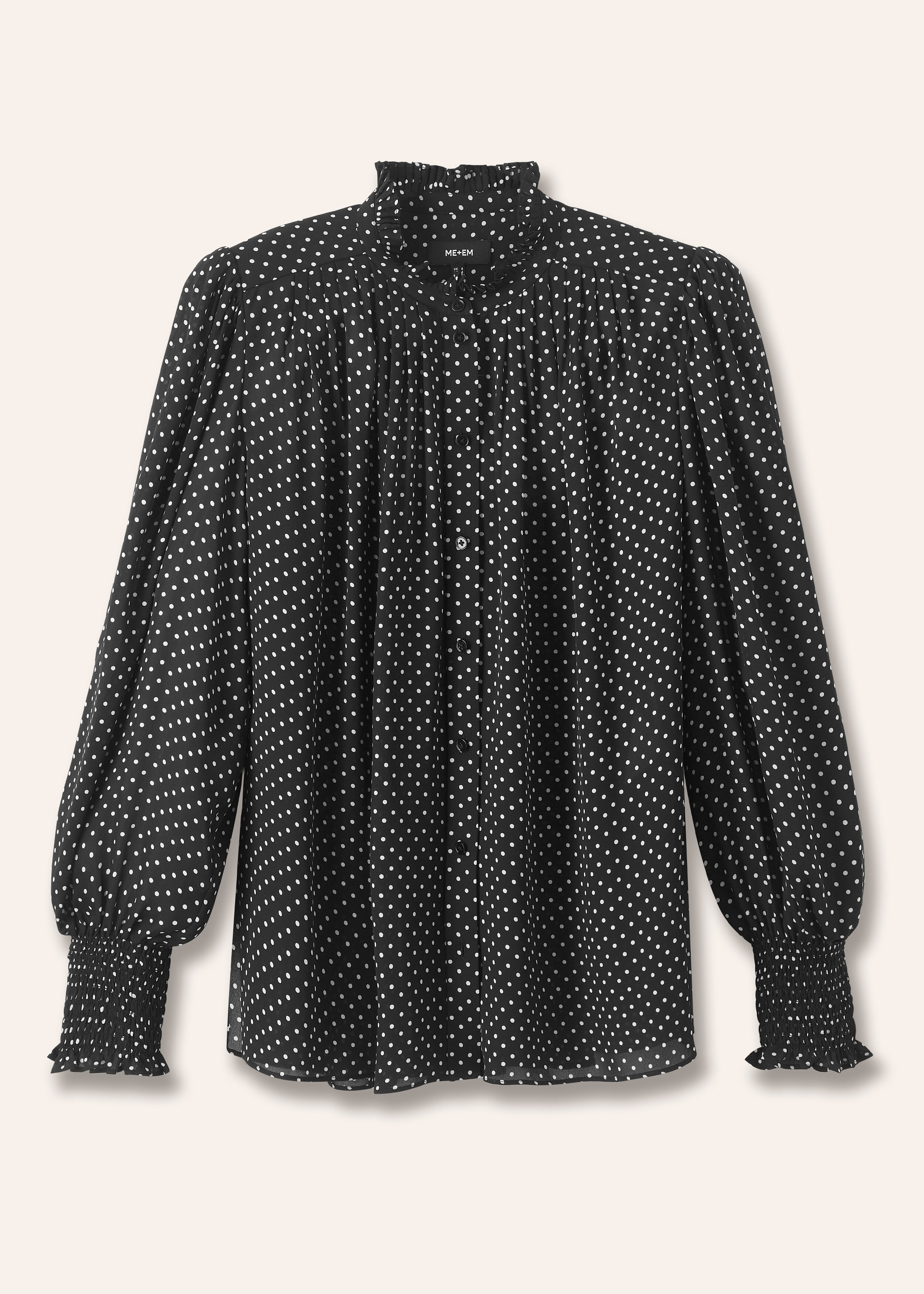 Cassandre Blouse - Black polka dots - Recycled polyester - Sézane