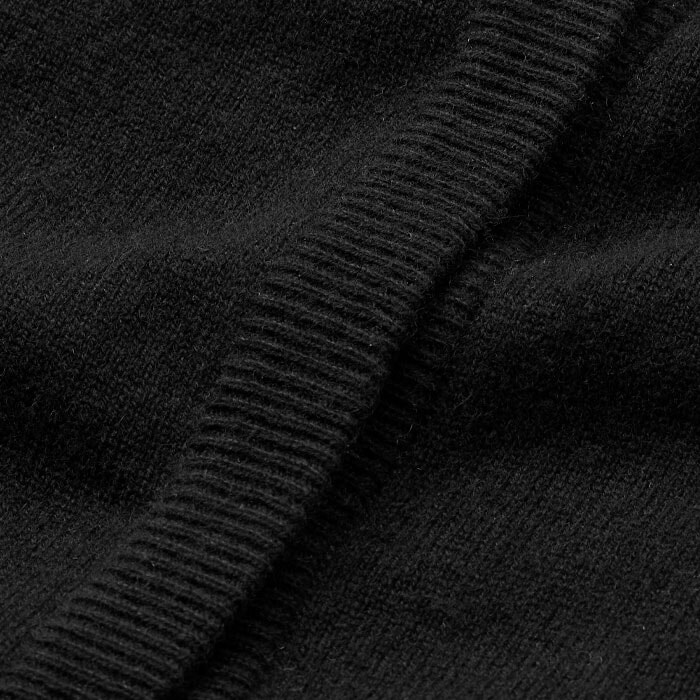 Cashmere Drop Shoulder Box Crop Hoody Black