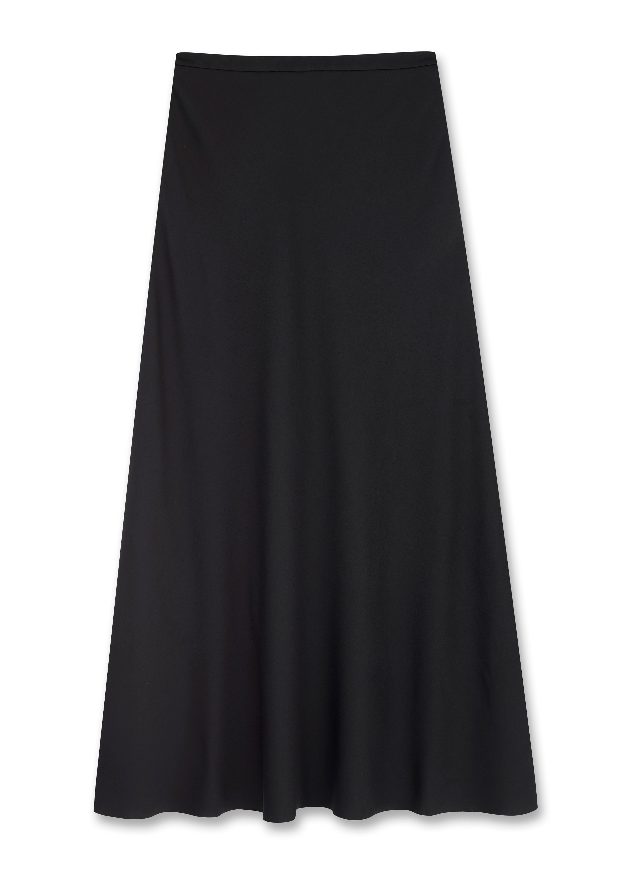 Satin Fishtail Full-Length Maxi Skirt Black