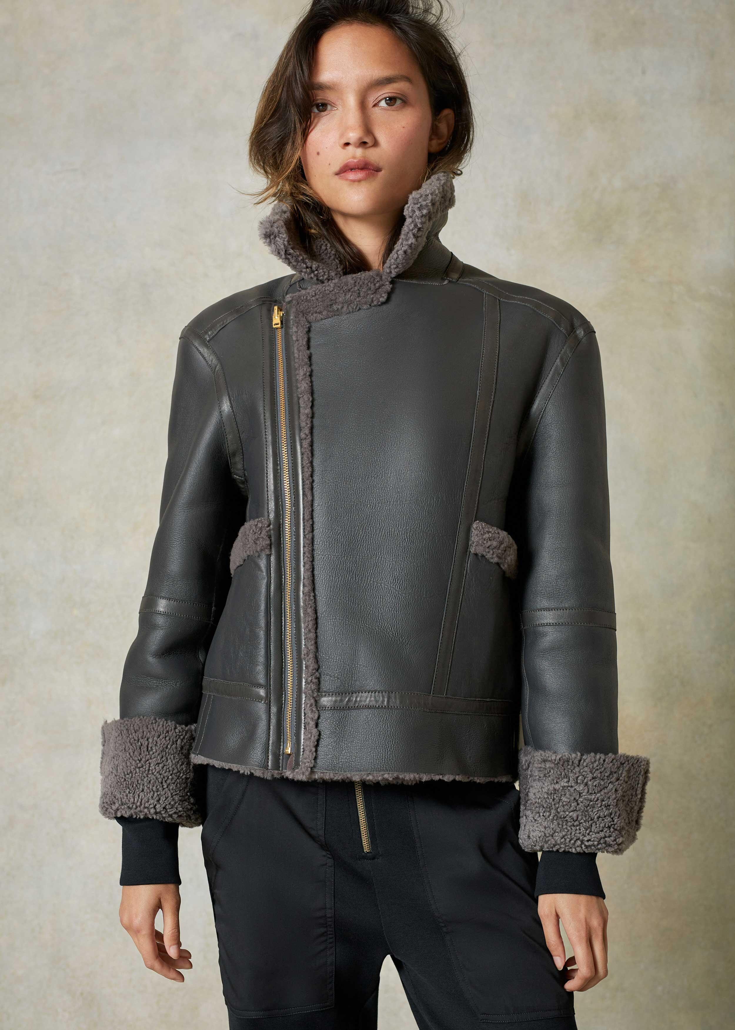 Reversible Shearling Biker Jacket