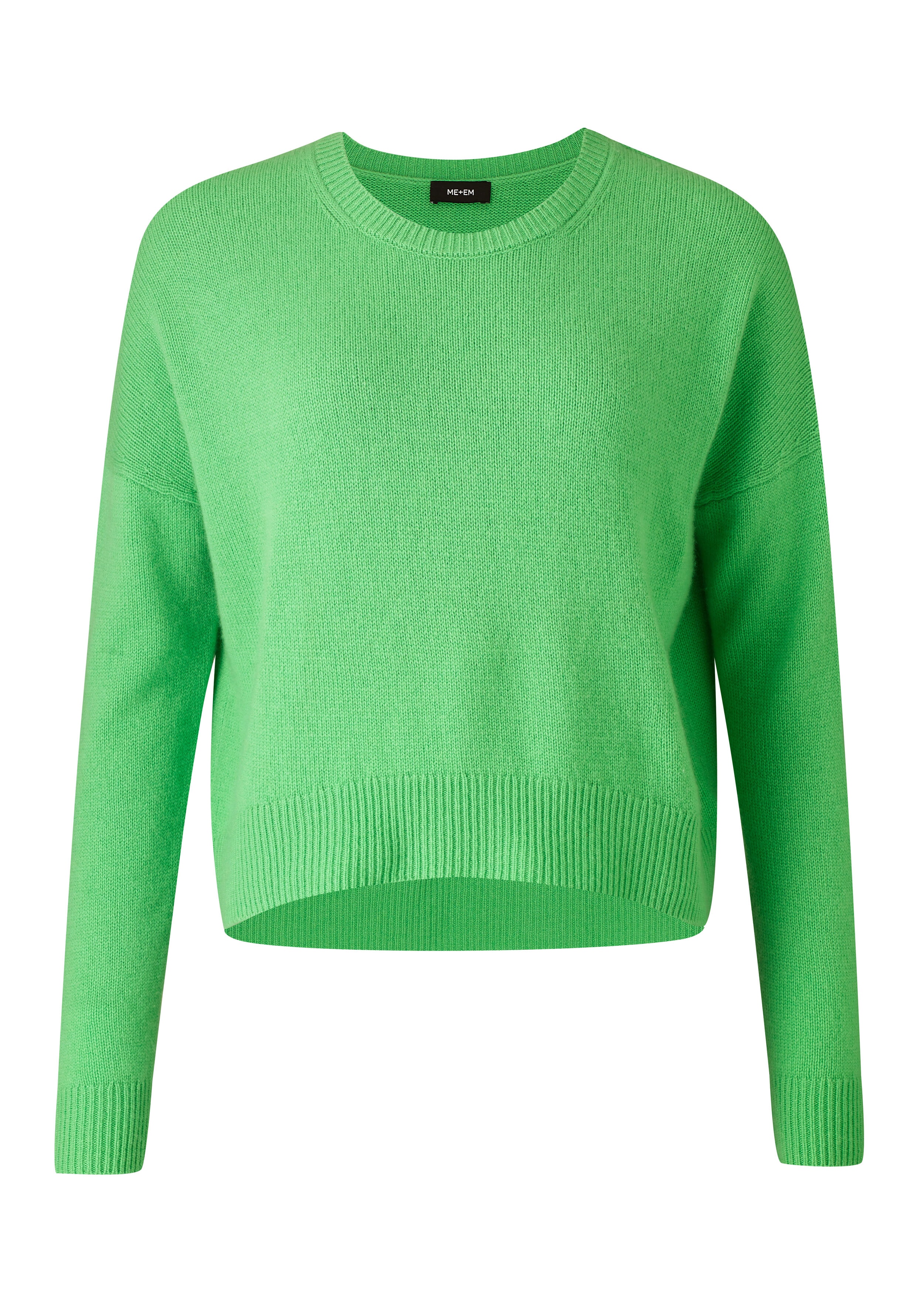 Lofty Cashmere Curved Hem Sweater Electric Green