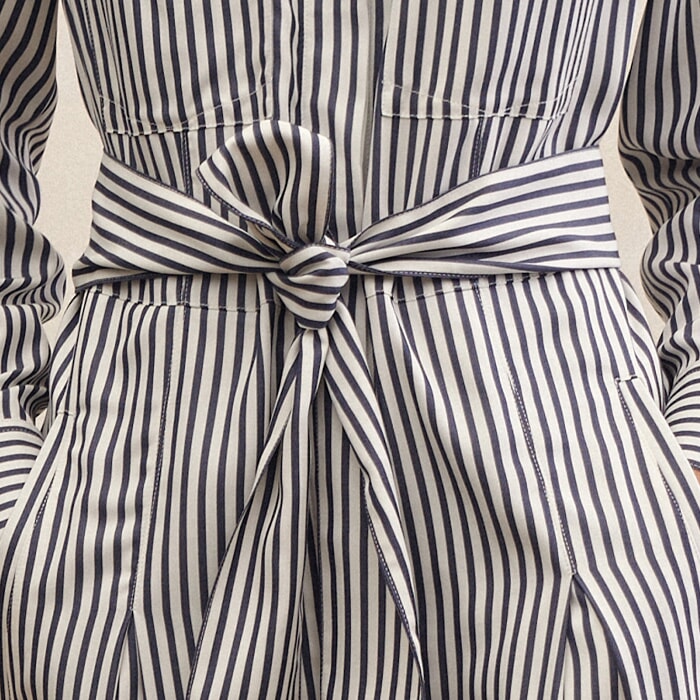 Fluid Stripe Maxi Shirt Dress + Belt Navy/Soft White