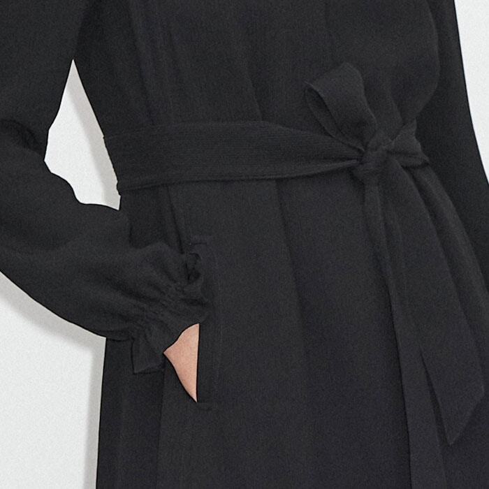 Textured Jacquard Midi Dress + Belt Black