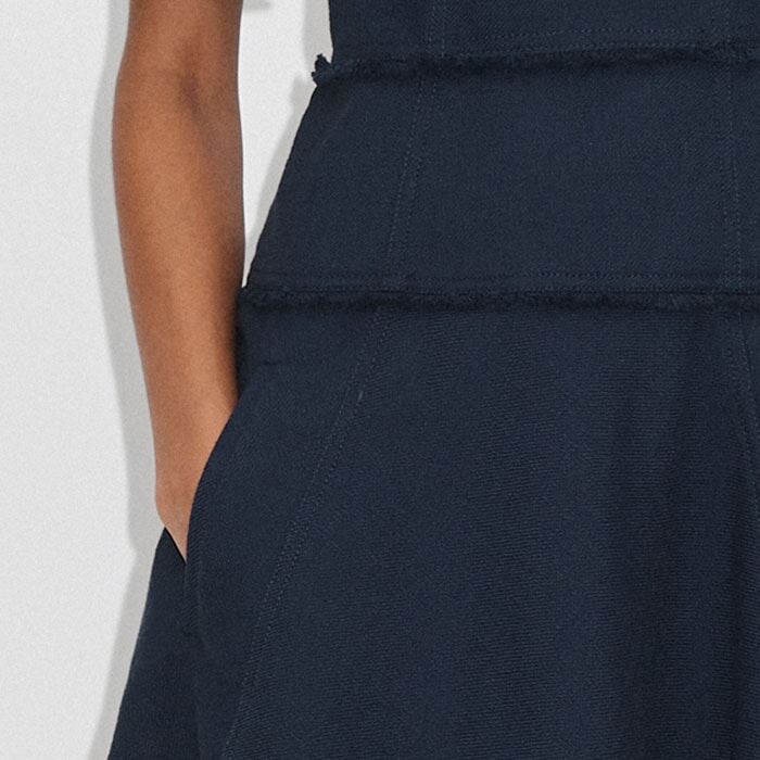 Textured Short Fit and Flare Dress Bright Navy