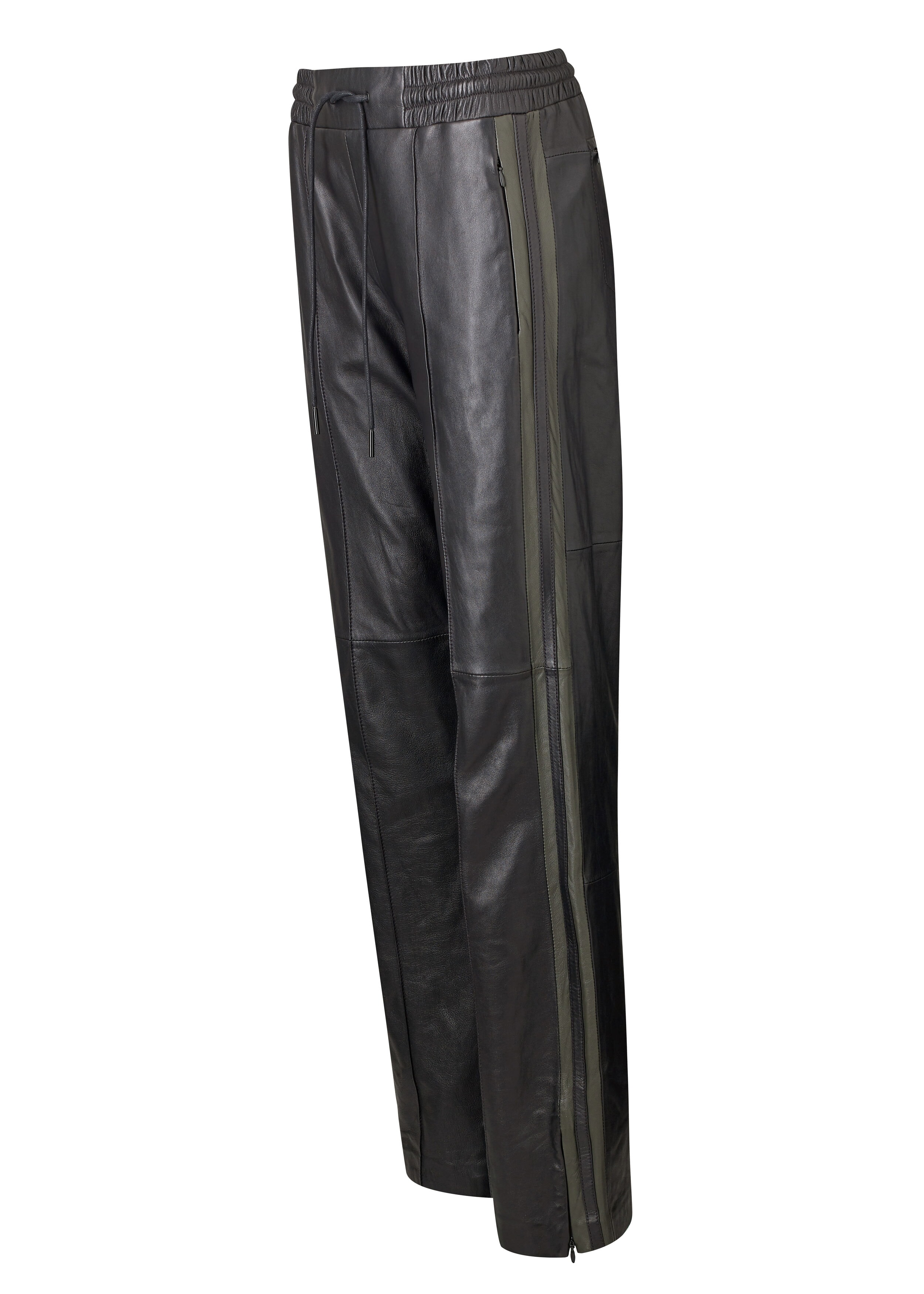 Leather Side Stripe Track Pant Black/Dark Khaki
